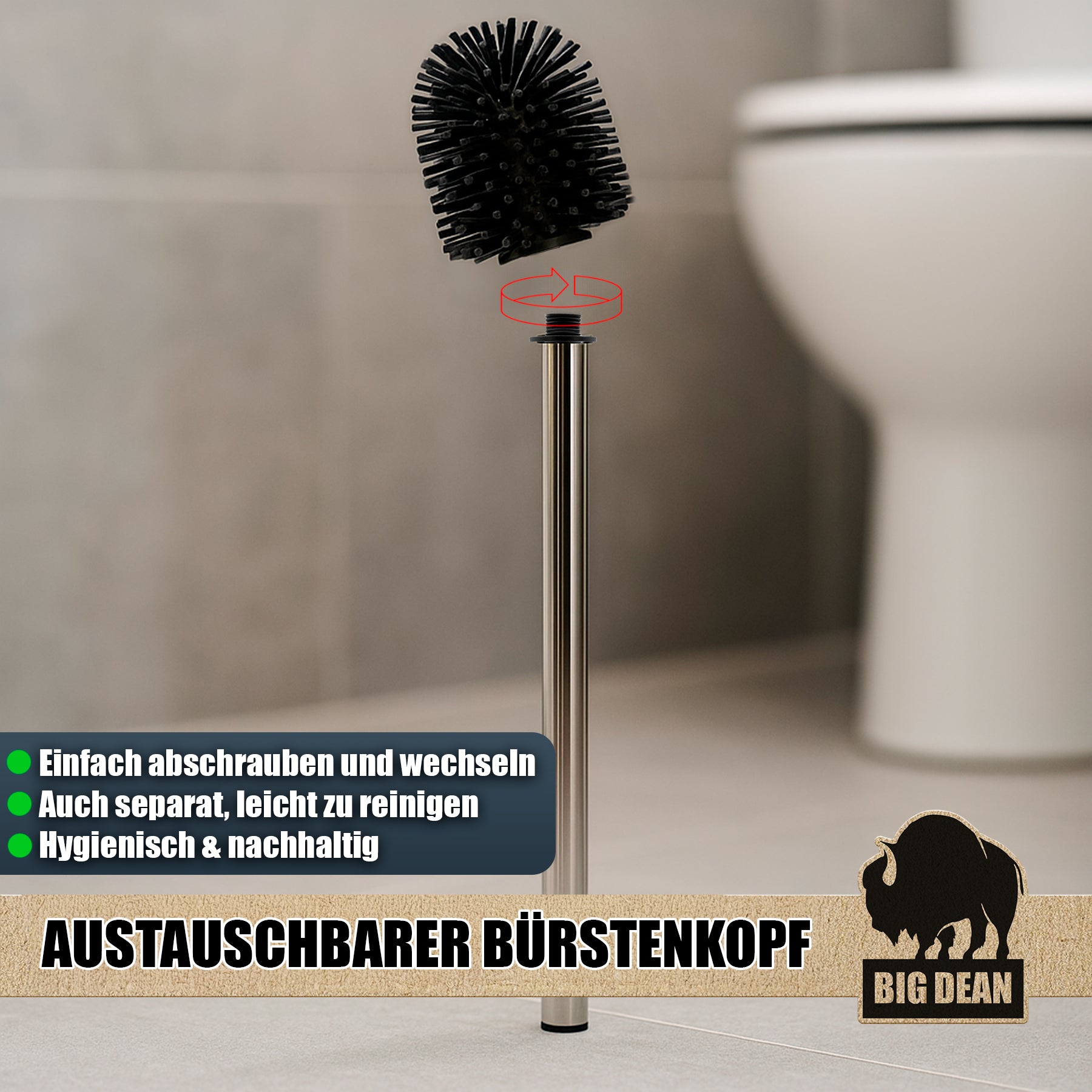 BigDean Silikon Klobürste WC-Bürste 4er Set Schwarz antibakteriell