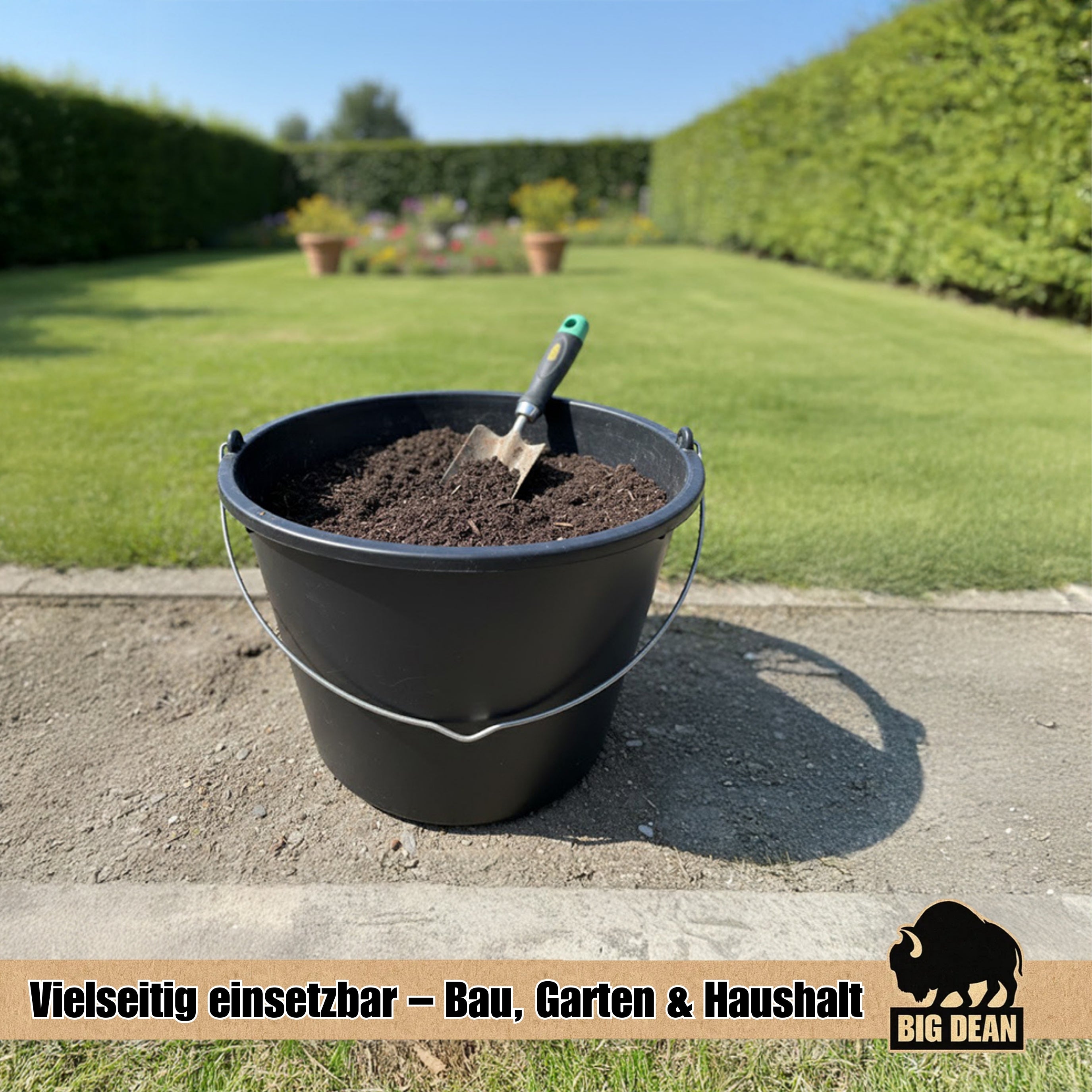 BigDean Haushalt Baueimer 10x 12 Liter mit Skala Schwarz