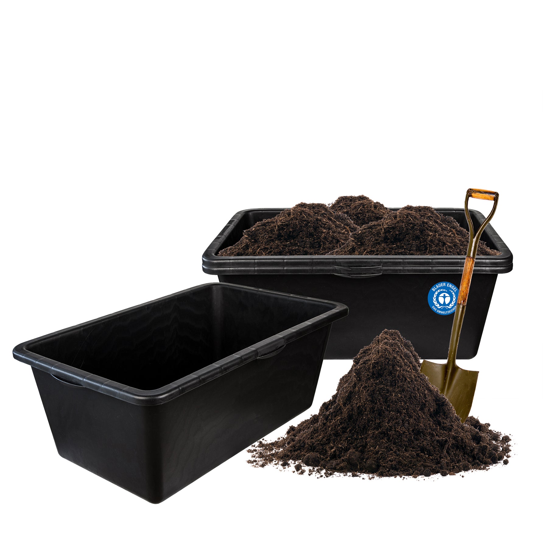 BigDean 3x Mörtelkasten 90 L Eckig Schwarz 79x49x30 cm
