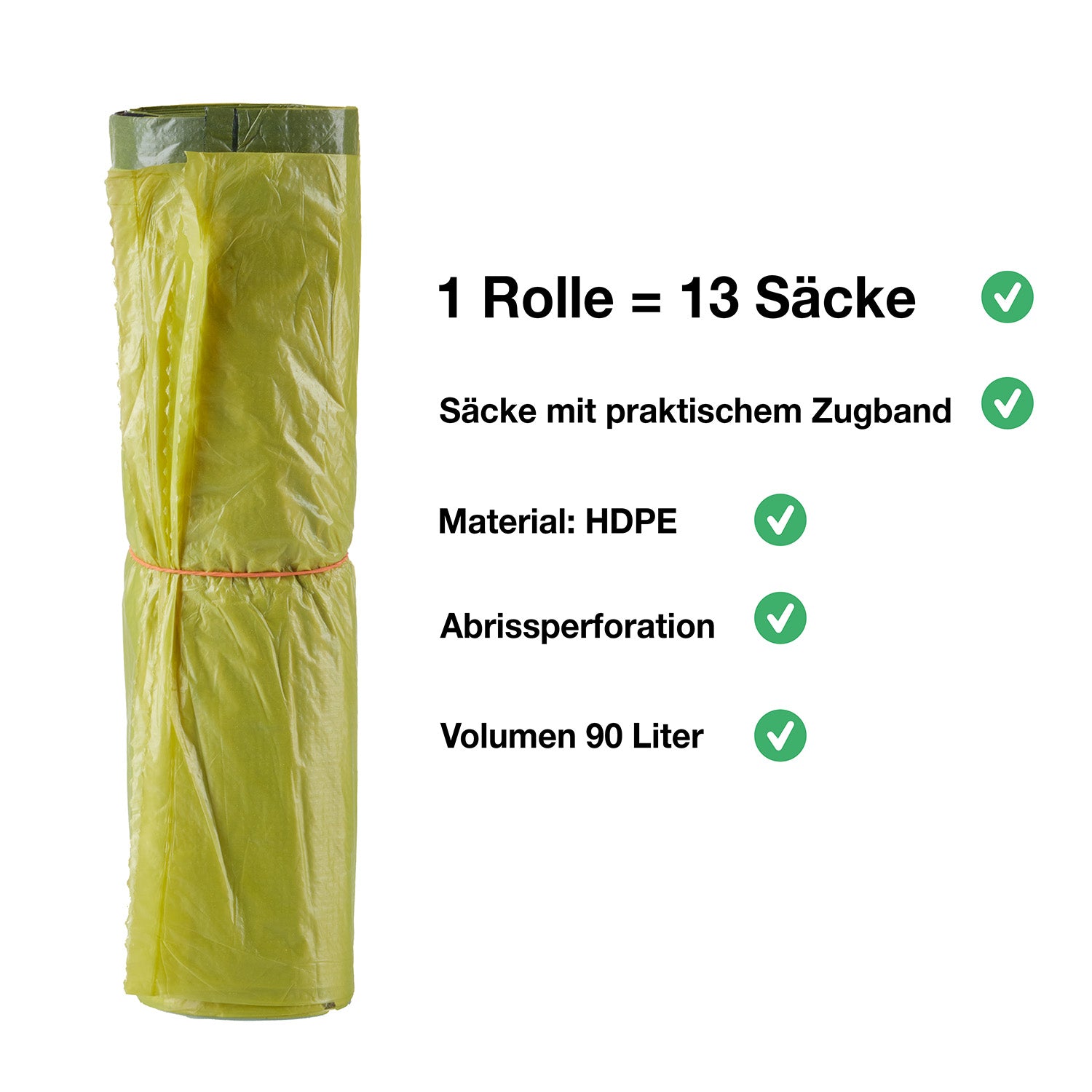 BigDean Gelber Sack 90L 130 Stück 10 Rollen mit Zugband