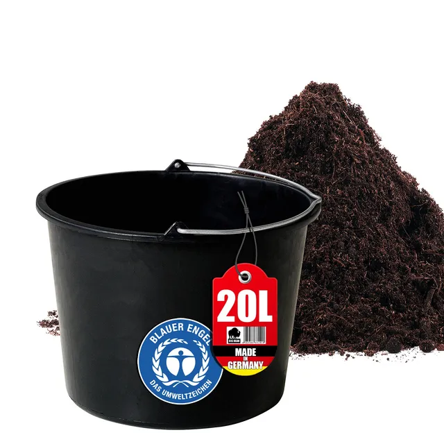 BigDean Baueimer 20 l Mörteleimer mit Skala schwarz
