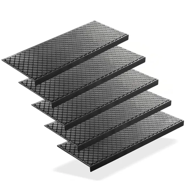BigDean Haushalt Stufenmatten Gummi 75x25 cm 5 Stück Karo
