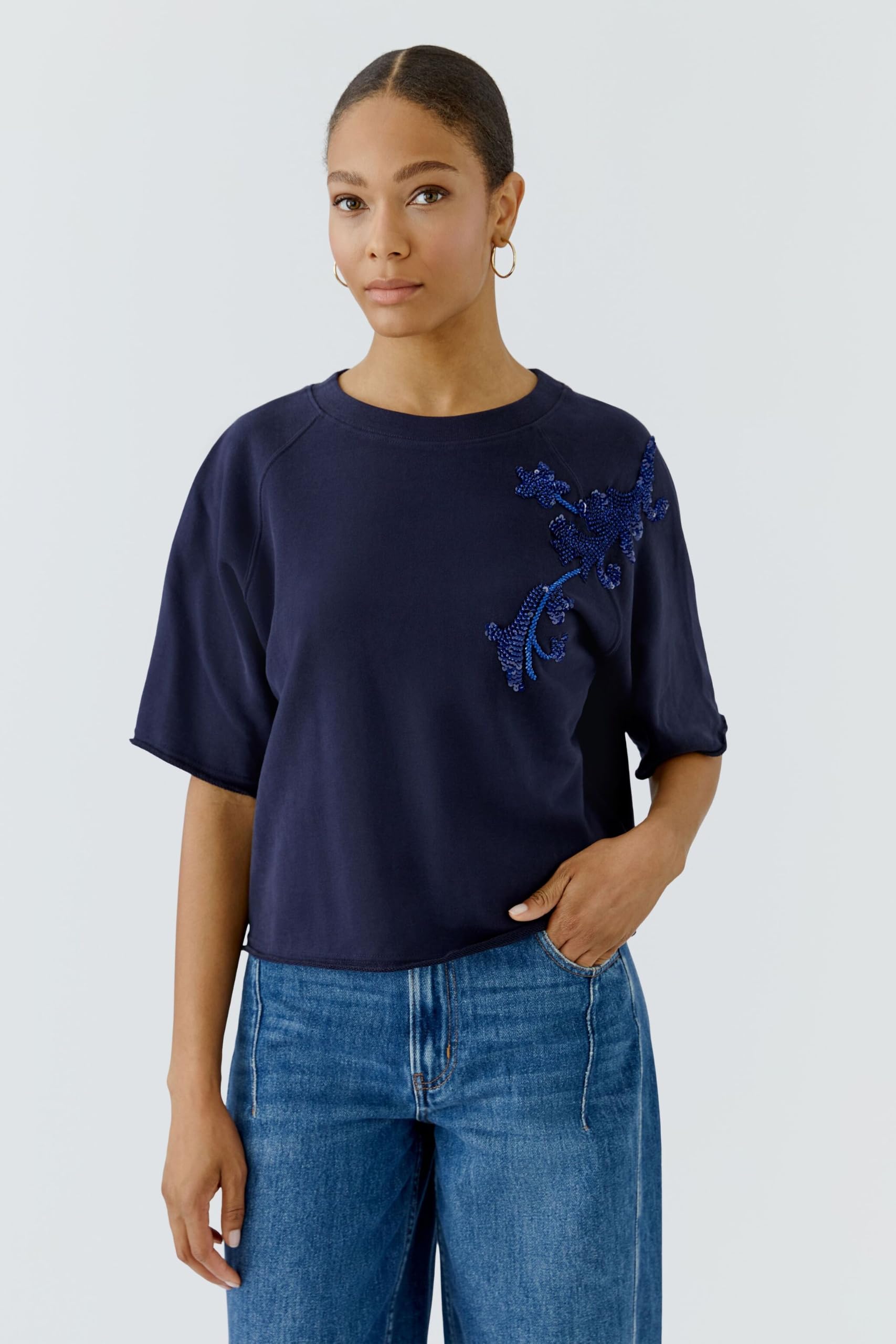 Oui Pullover & Cardigans Sweatshirt Größe 34 Pailletten