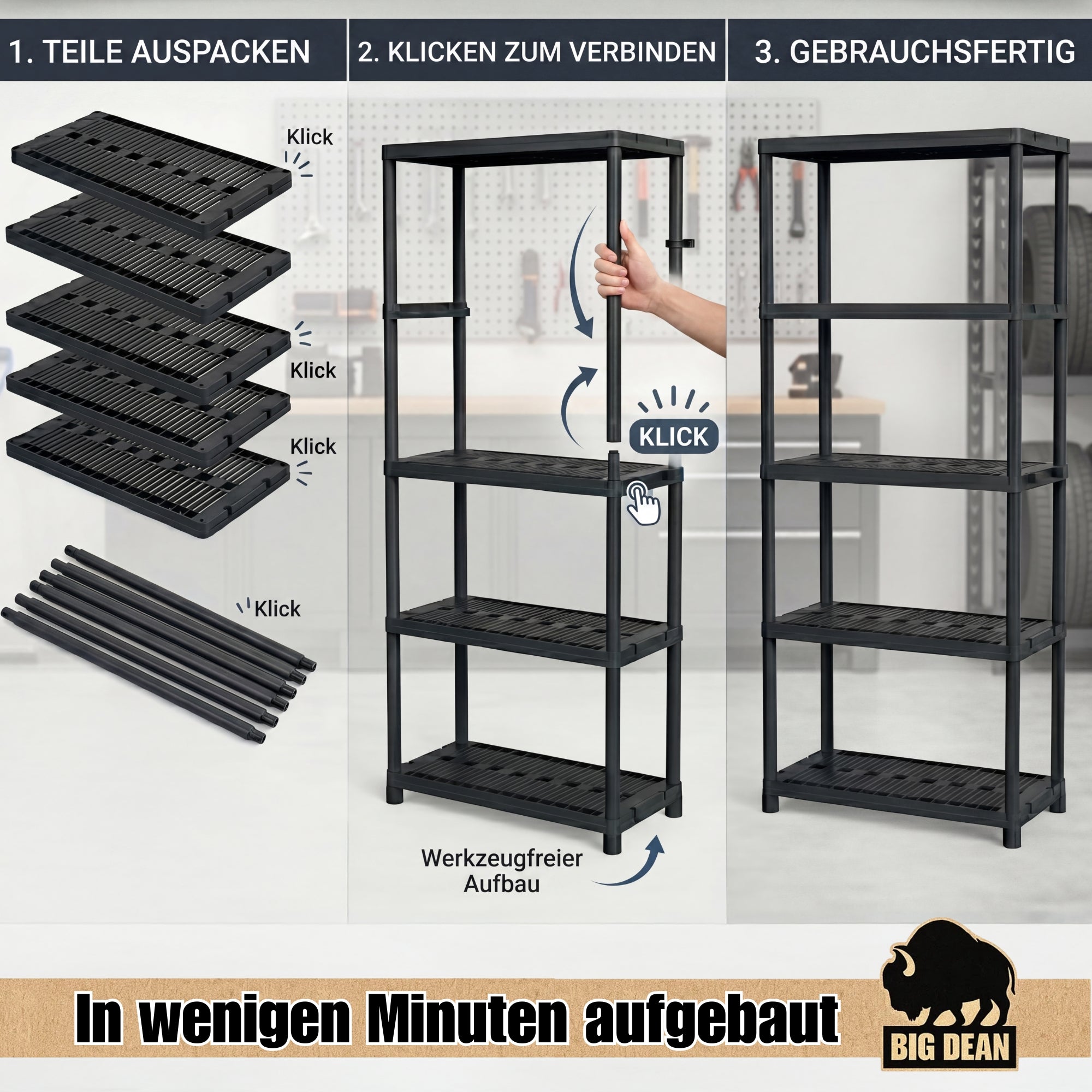 BigDean Schwerlastregal 172x71x35 cm 5 Böden 145 kg Keller