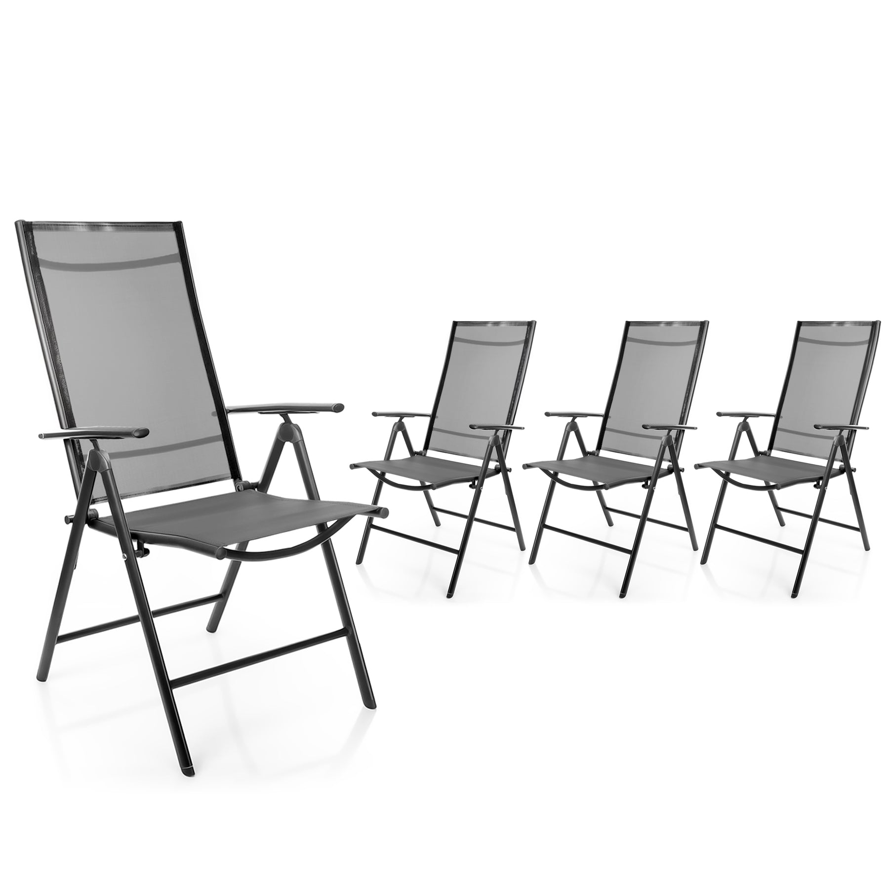 BigDean Gartenstühle 4er Set Dunkelgrau 120kg verstellbar