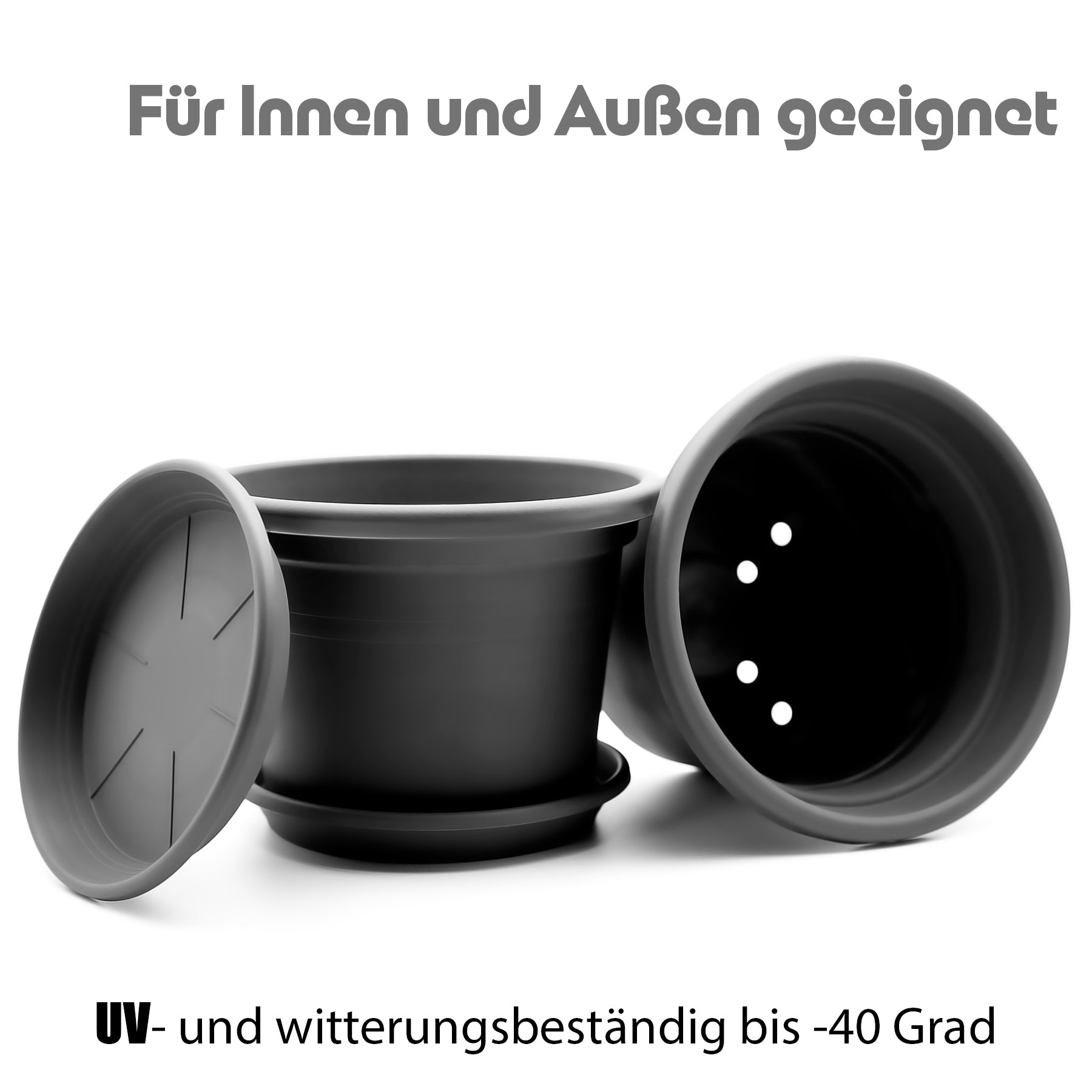 BigDean Garten Blumentopf ø40cm anthrazit 4er Untersetzer