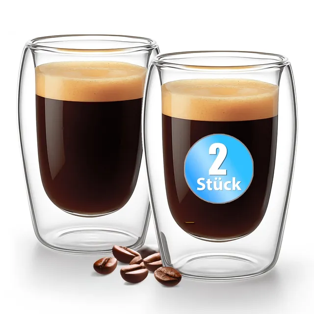 BigDean Espresso Gläser Doppelwandig 80ml Glas 2er Borosilikat
