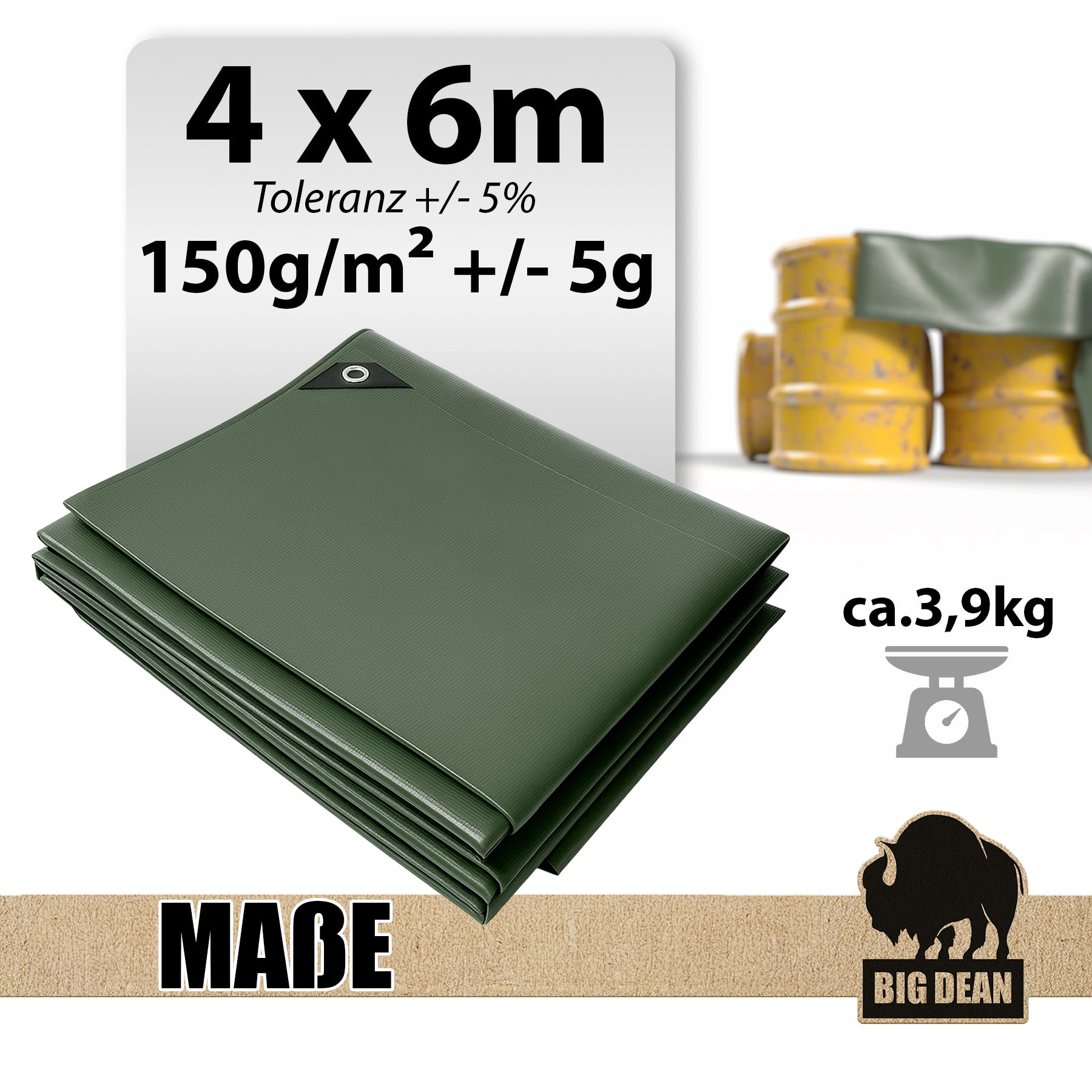 BigDean Abdeckplane 4x6 m Wasserdicht 150 g Reissfest