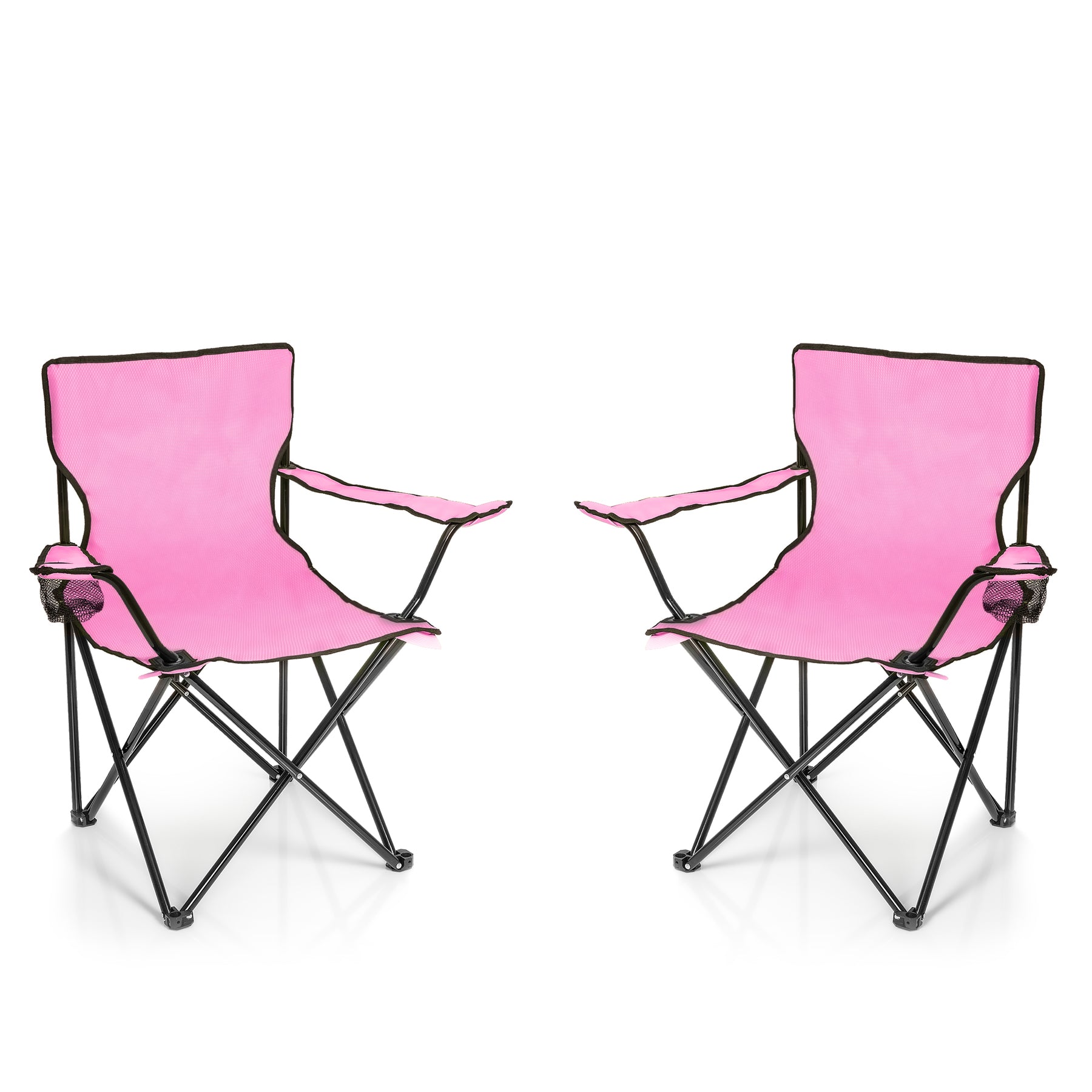 BigDean Faltstuhl Pink 2er Campingstuhl mit Getränkehalter