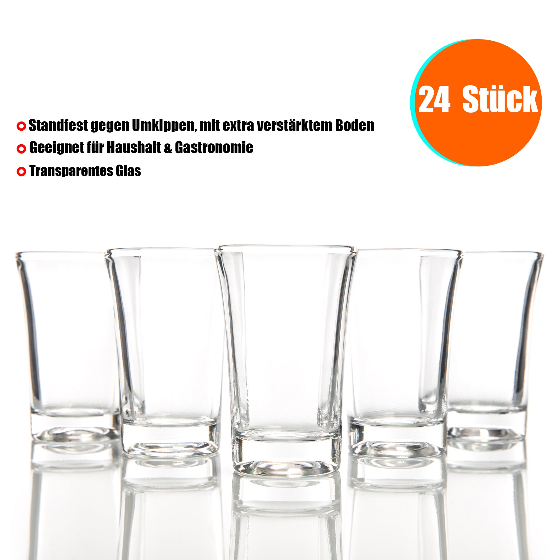 BigDean Schnapsgläser 4cl Glas 24er Set spülmaschinenfest