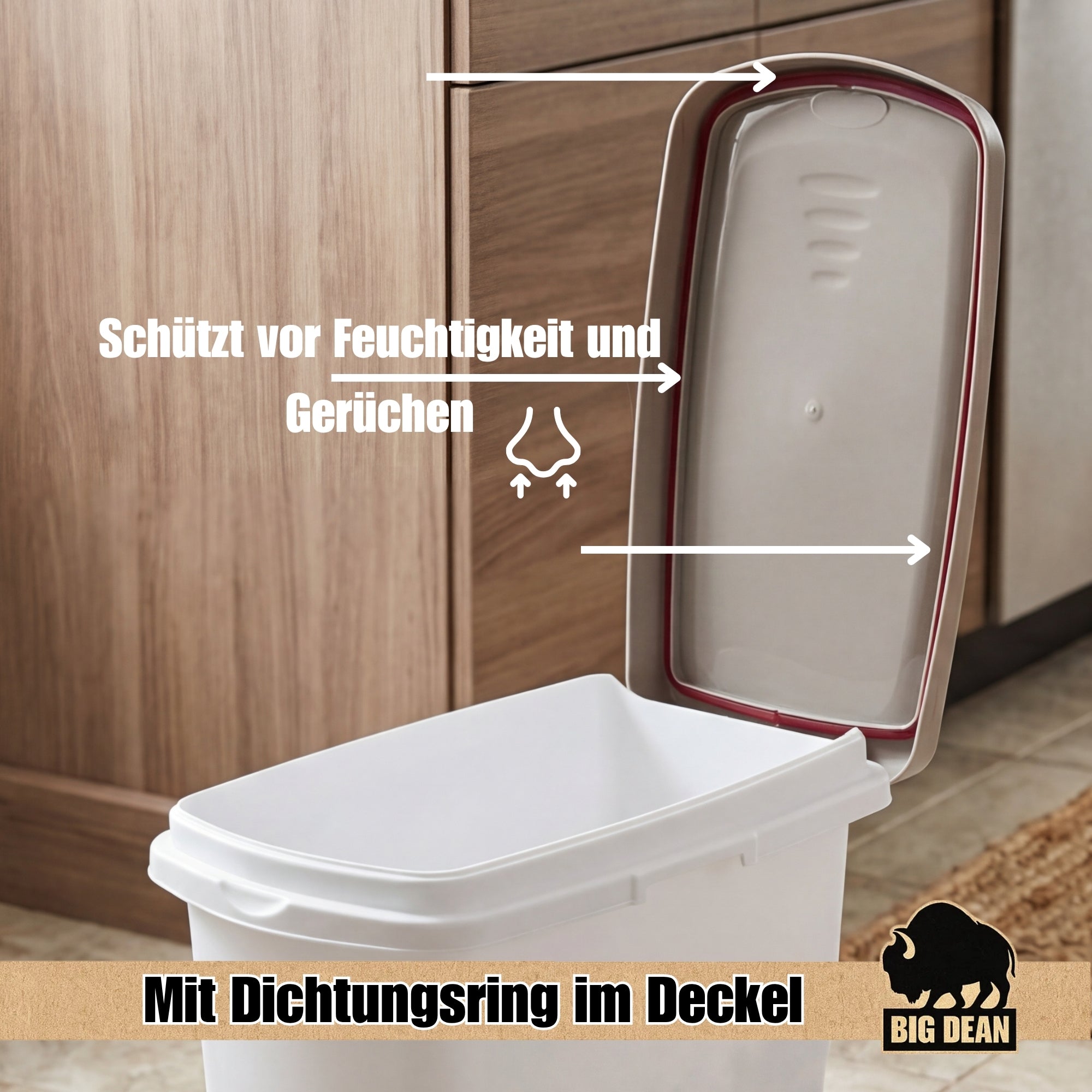 BigDean Futterbehälter 40 Liter mit Rädern und Deckel