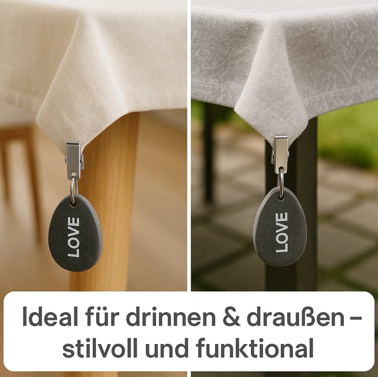 BigDean Tischdeckenbeschwerer Naturstein grau 8 Stück