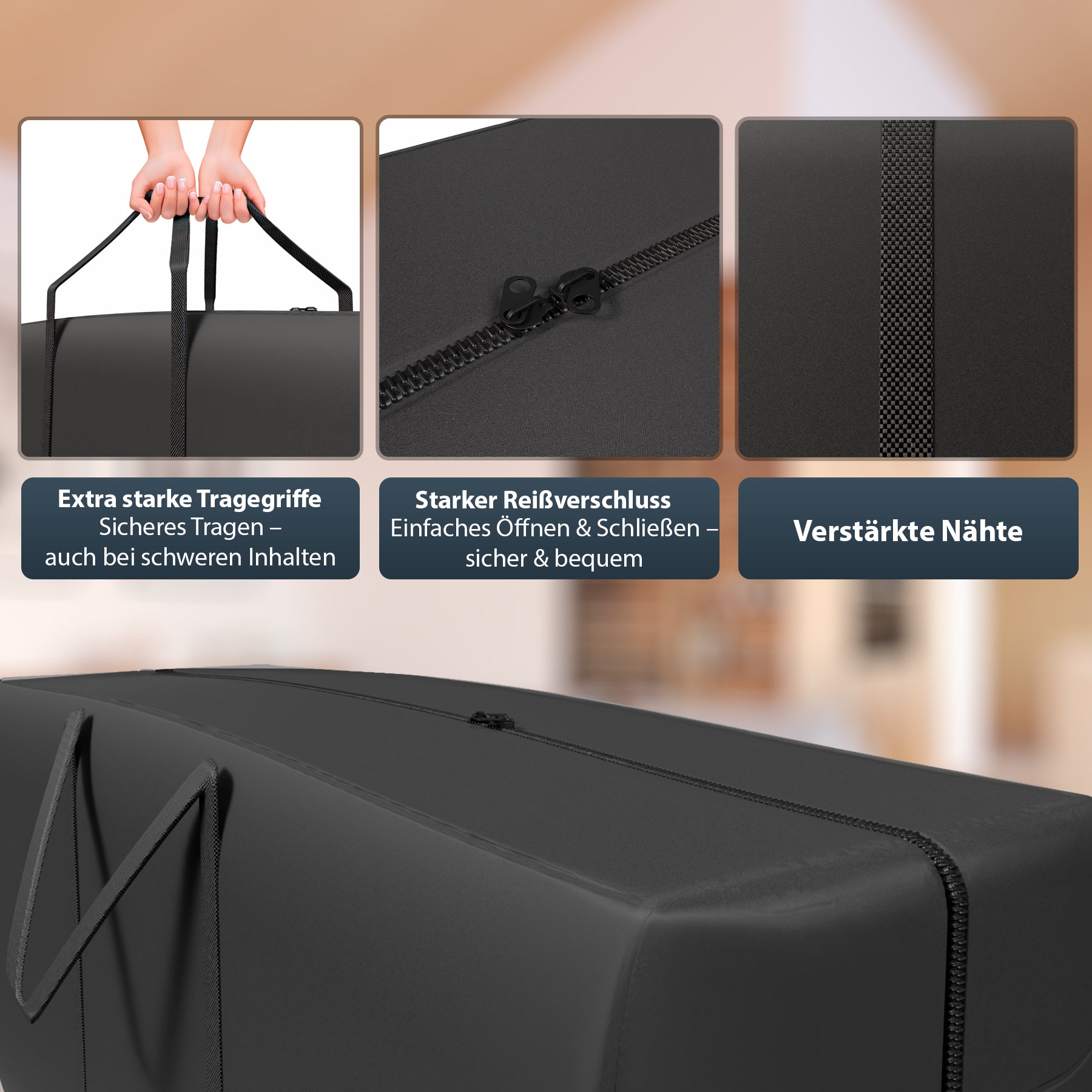 BigDean Aufbewahrungstasche XL 164l 85x55x35cm mit Reißverschluss