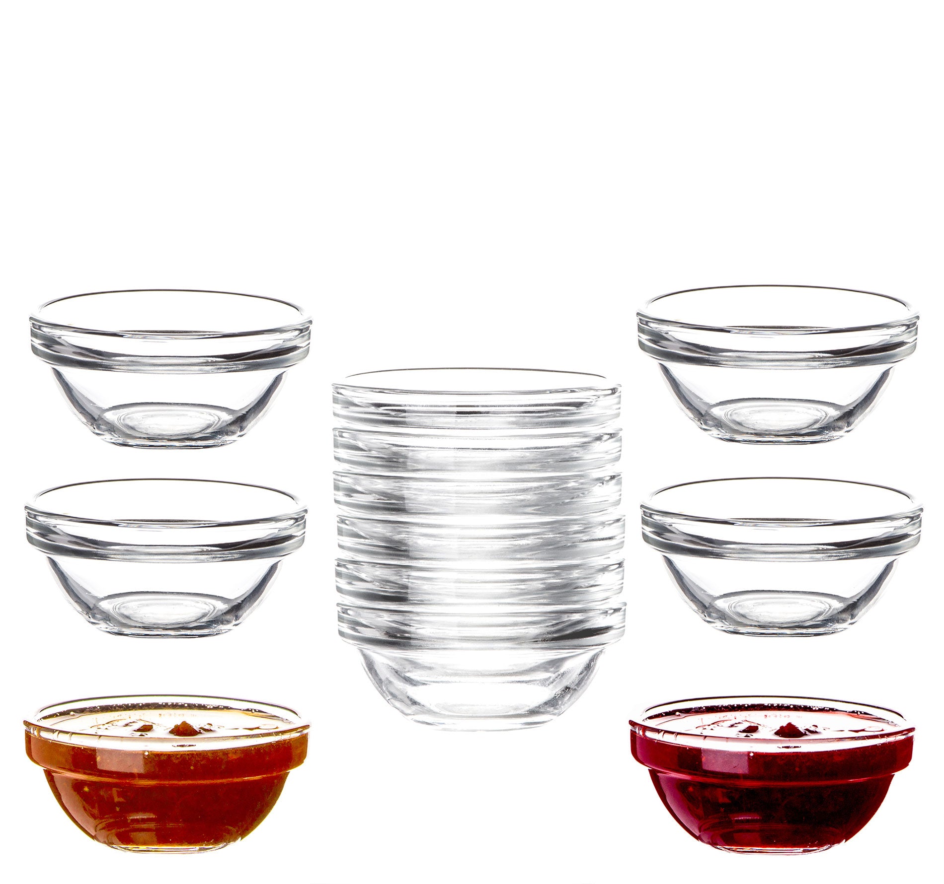 BigDean Küche & Vorrat Dipschalen 12x 6 cm Glas 30 ml stapelbar