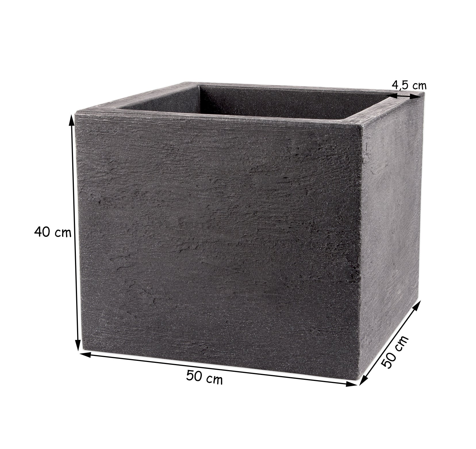 BigDean Garten Pflanzkübel Kubus 50x50 Anthrazit Frostsicher XXL