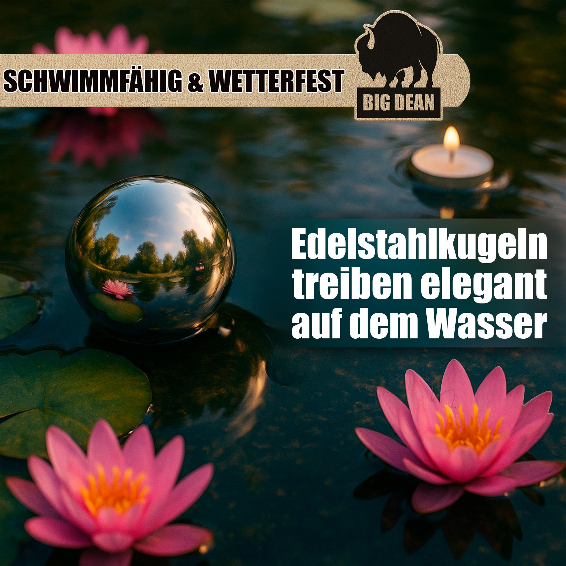 BigDean Garten Dekokugel Schwimmkugeln Silber Edelstahl 6er