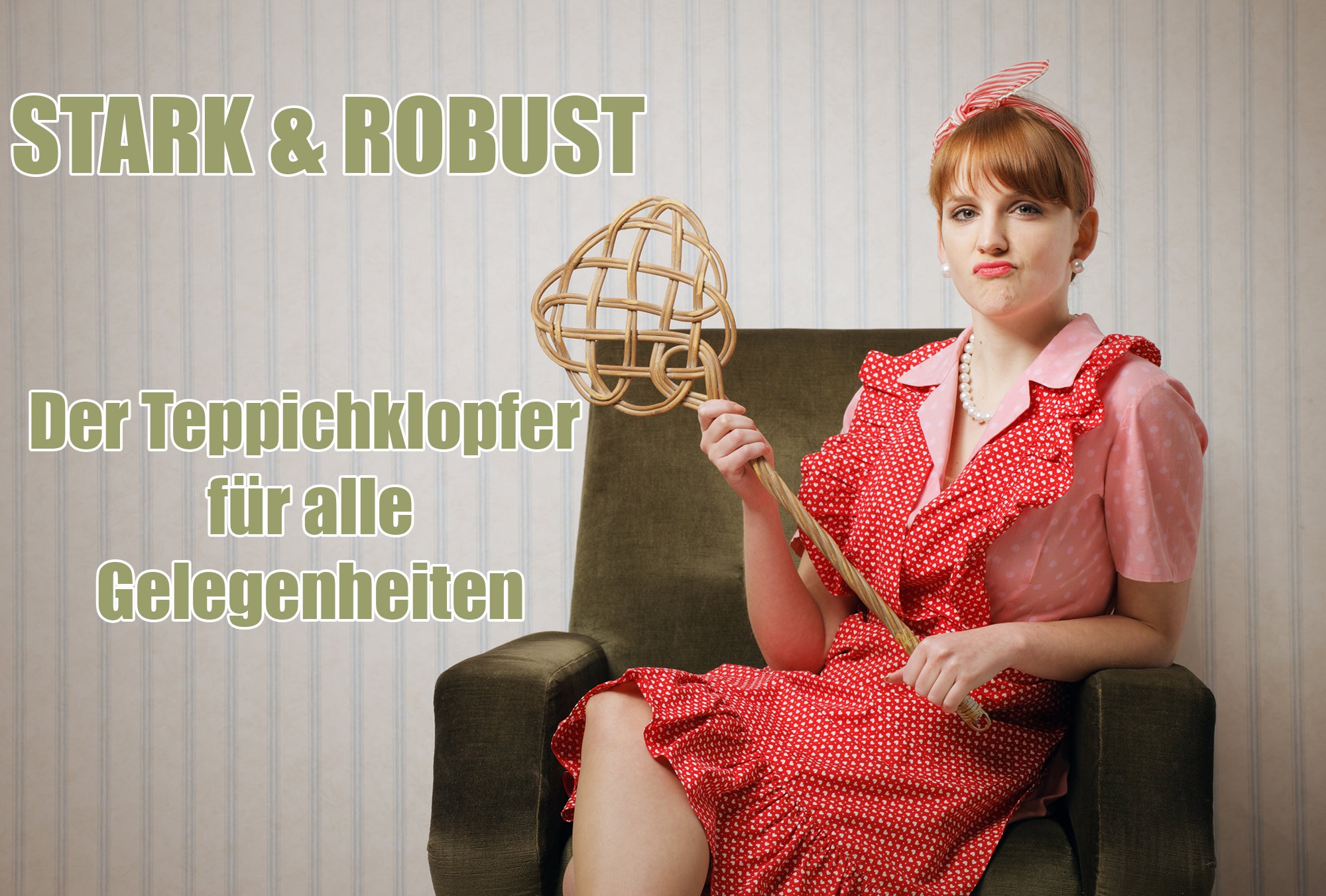 BigDean Teppichklopfer Rattan Handgefertigt 2er Set