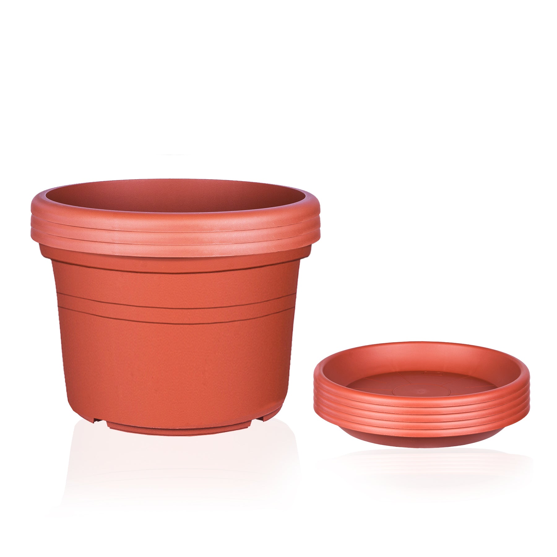 BigDean Blumentopf Ø 25cm Terrakotta 3er Set mit Untersetzer