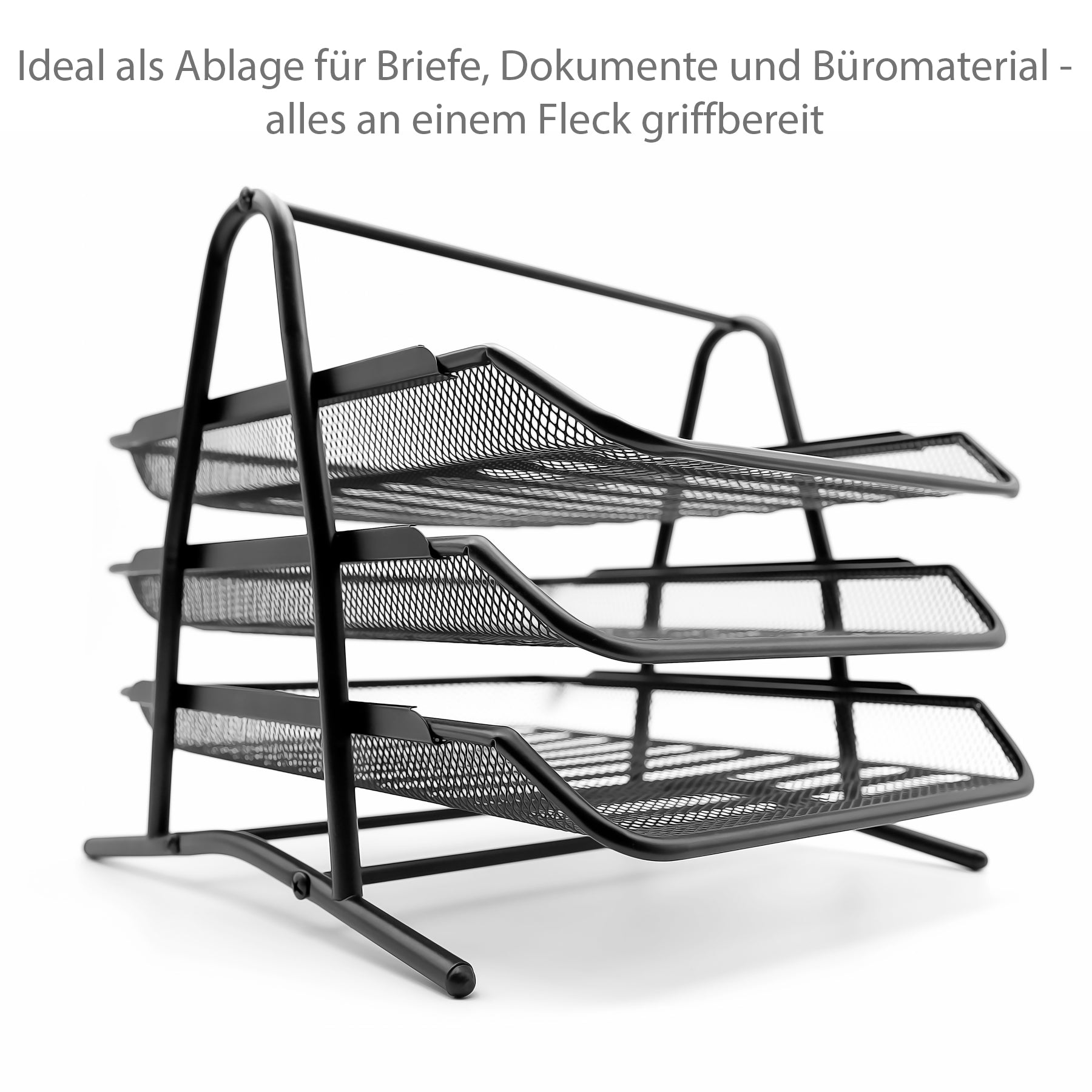 BigDean Büro & Arbeitsplatz Briefablage A4 3 Fächer schwarz Metall