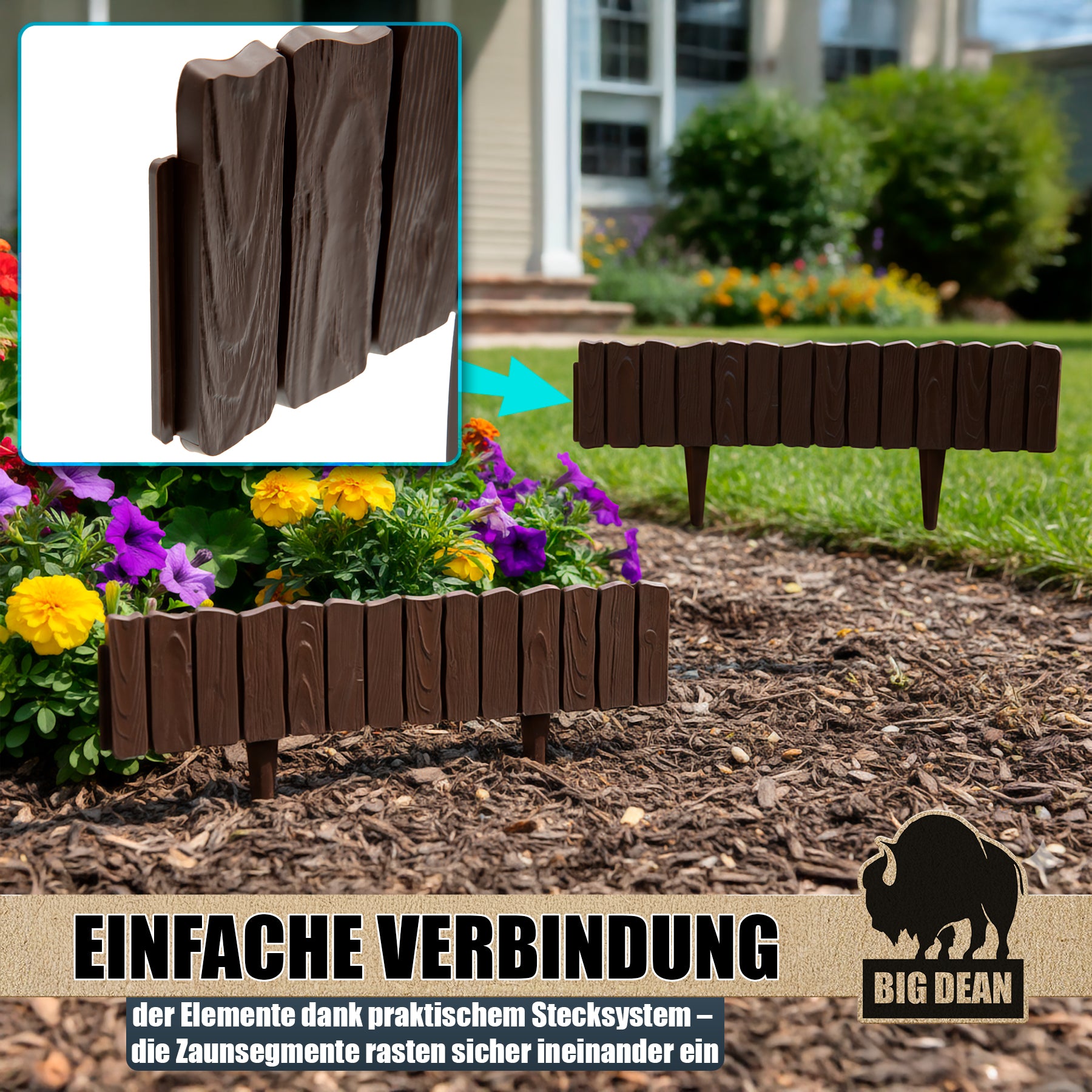 BigDean Rasenkante Kunststoff braun 6,96 m Beeteinfassung