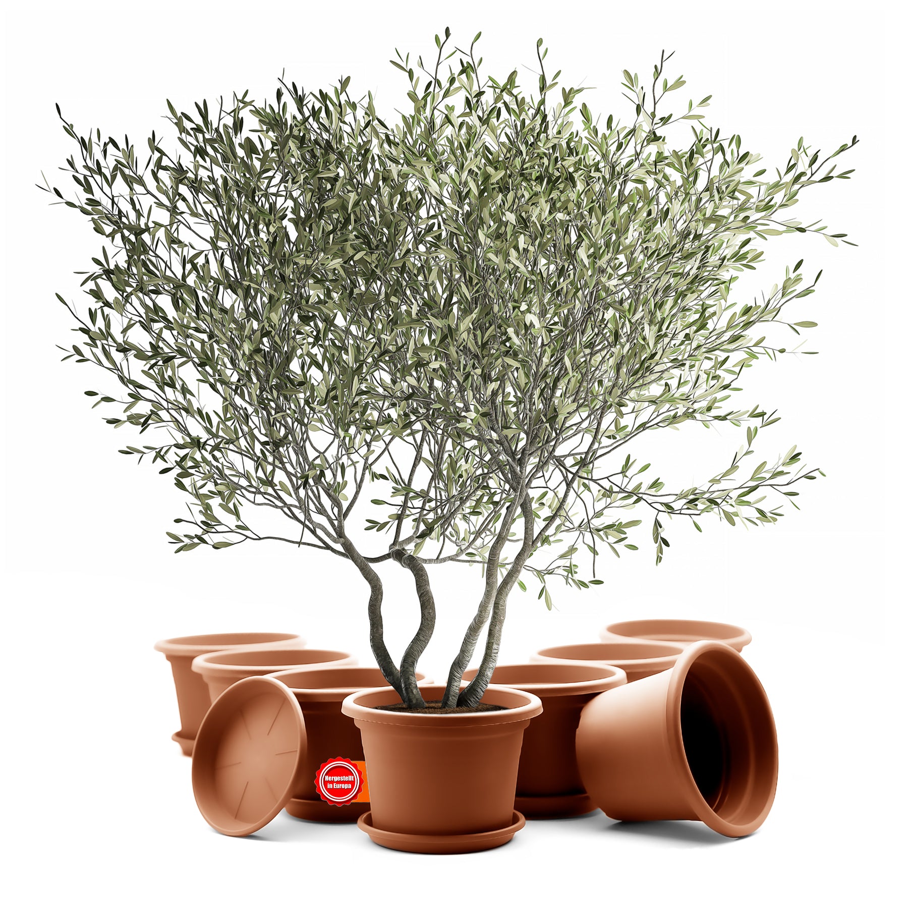BigDean Garten Blumentopf Ø40cm Terrakotta 8er Set Untersetzer