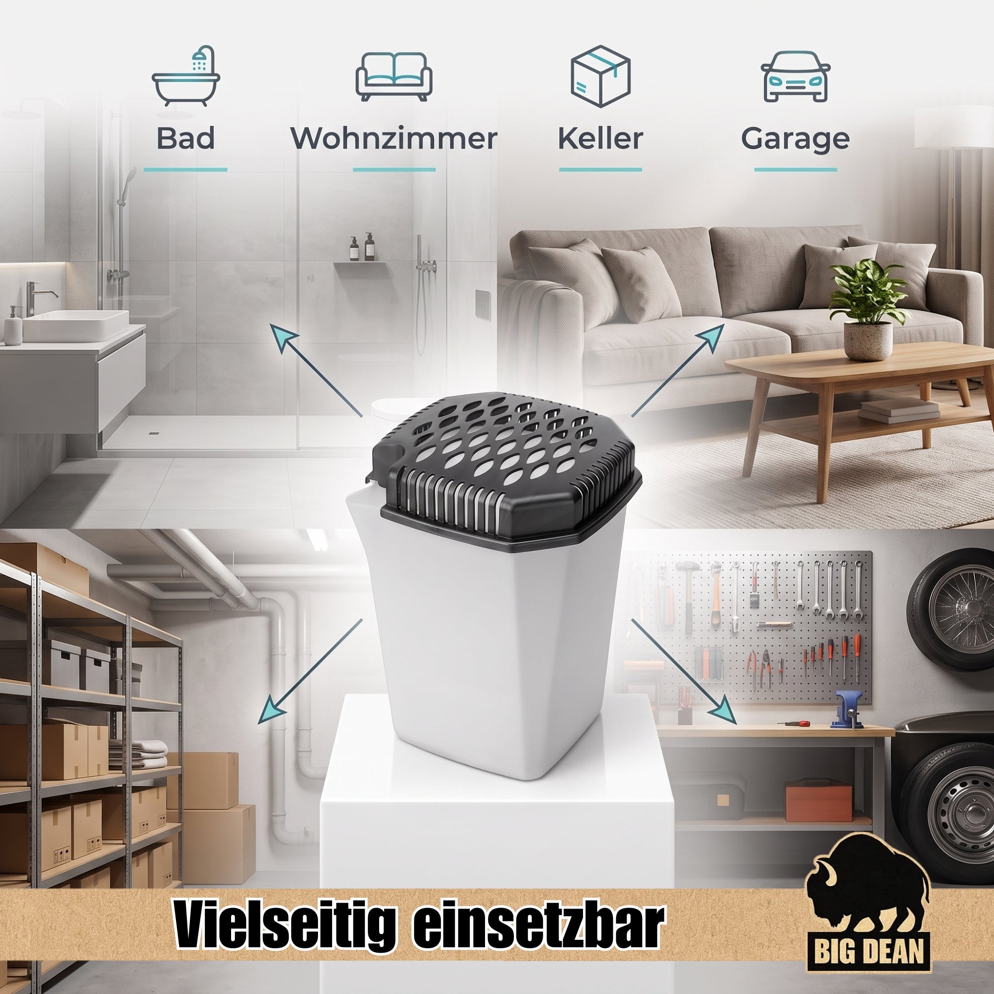 BigDean Bad Luftentfeuchter 4x680ml mit 4x Nachfüllpack