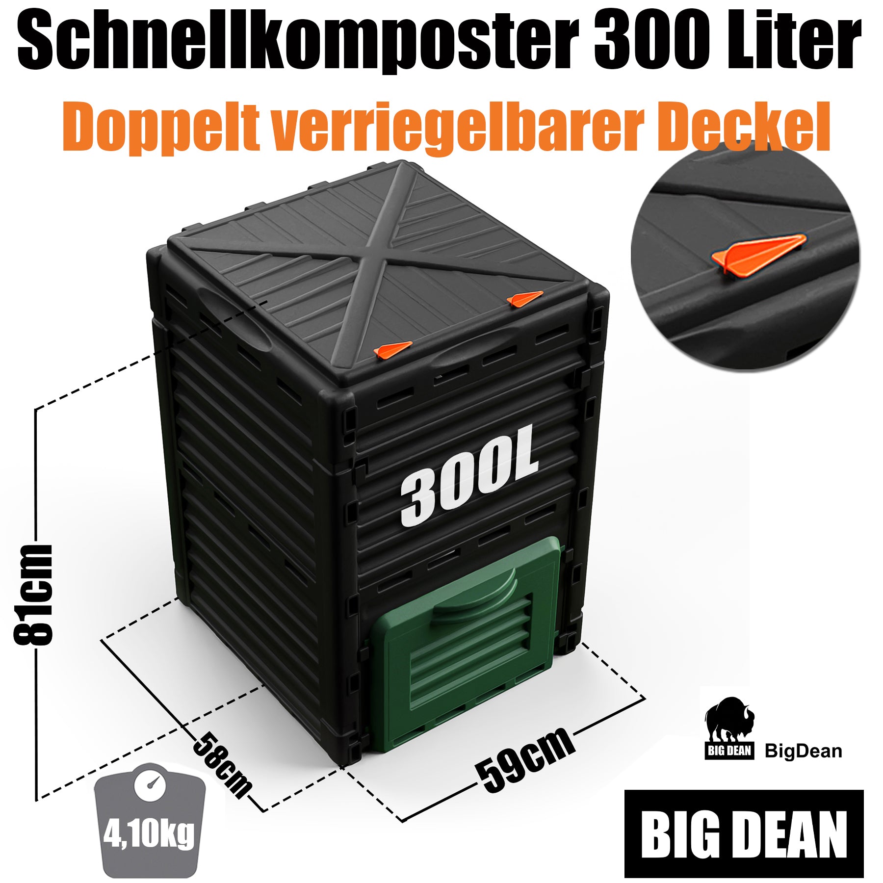 BigDean Garten Komposter 300 Liter Schnellkomposter 2 Stück