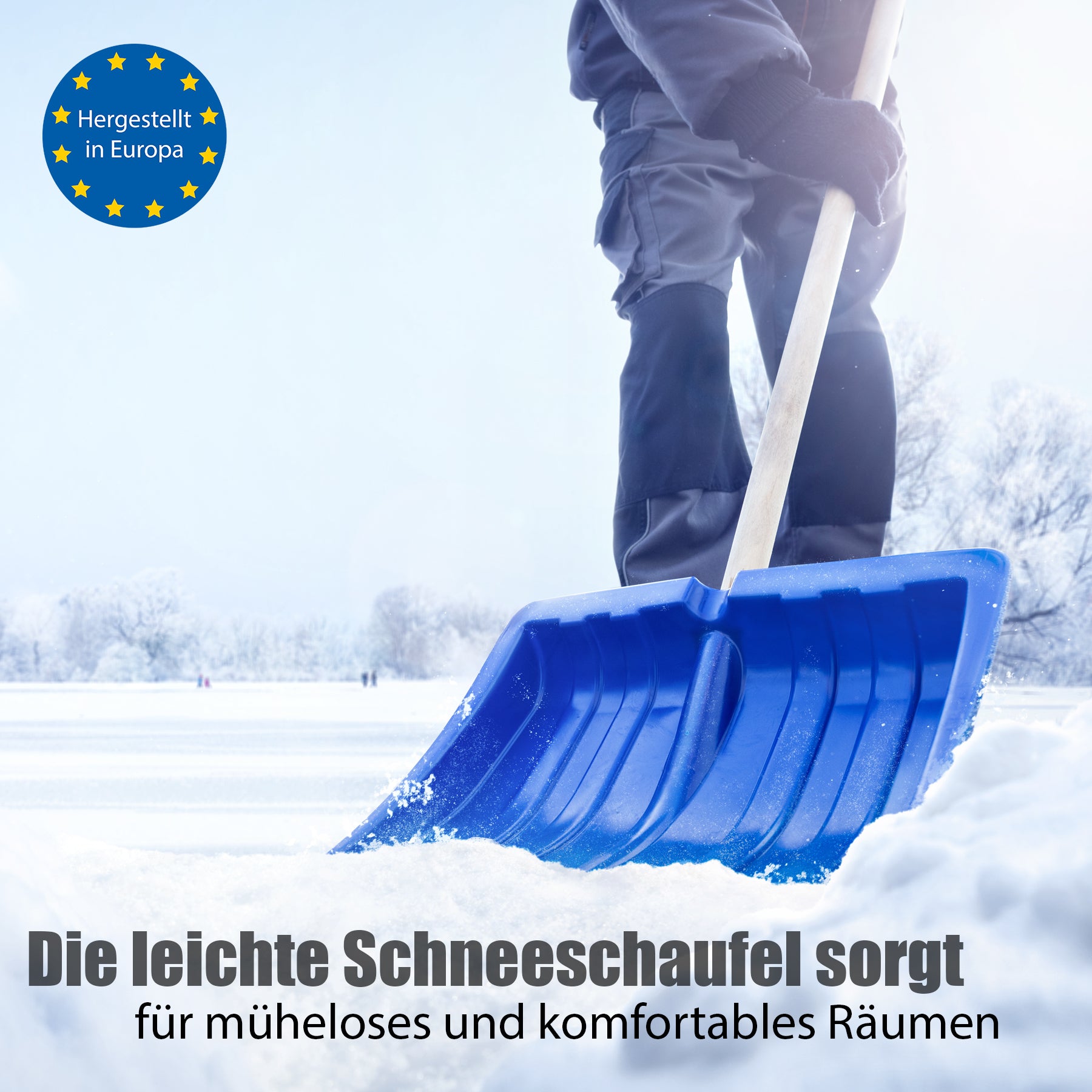 BigDean Schneeschaufel Teleskopgriff Blau 2 Stück Aluminium