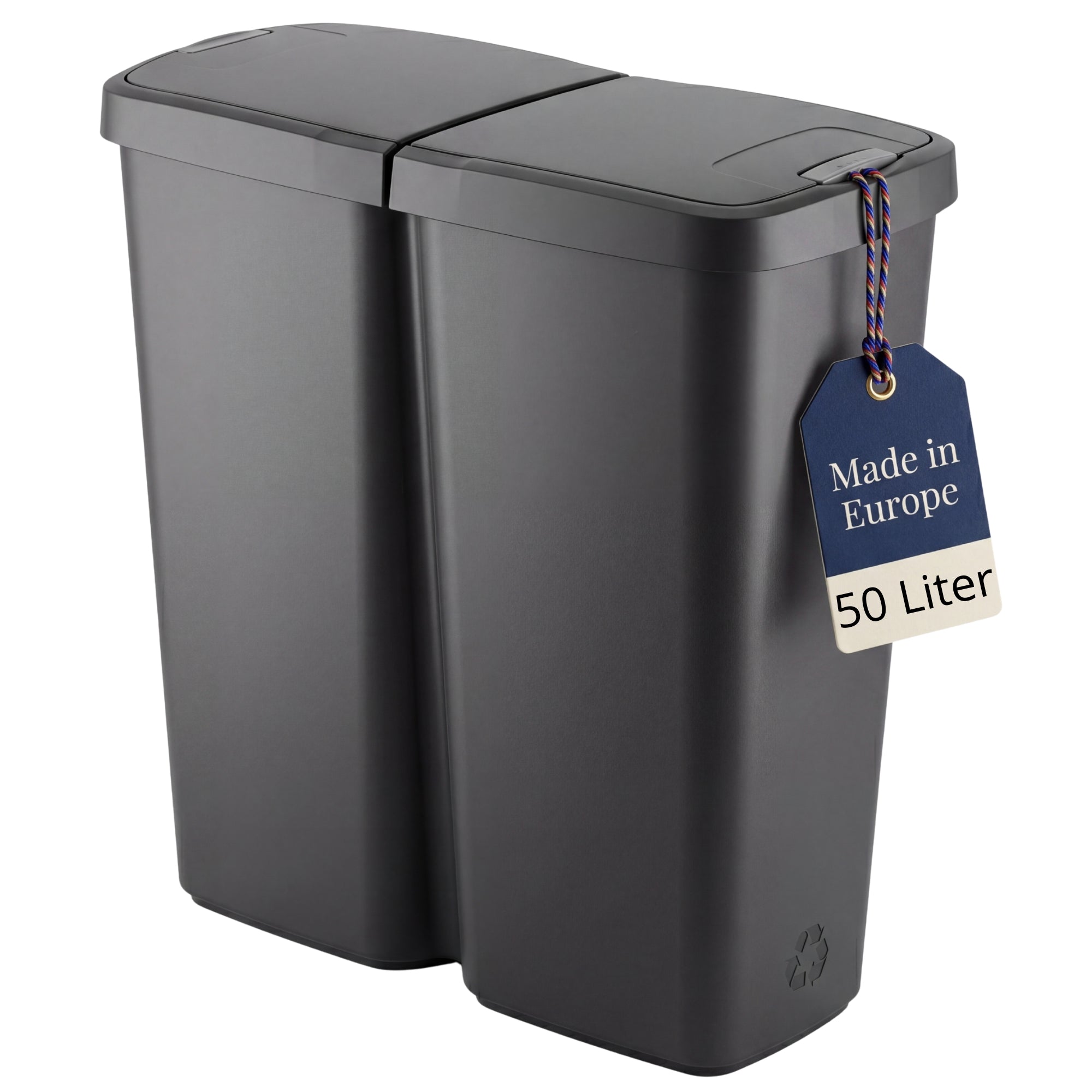 BigDean Duo Bin Mülleimer 2x25L Anthrazit Mülltrennung