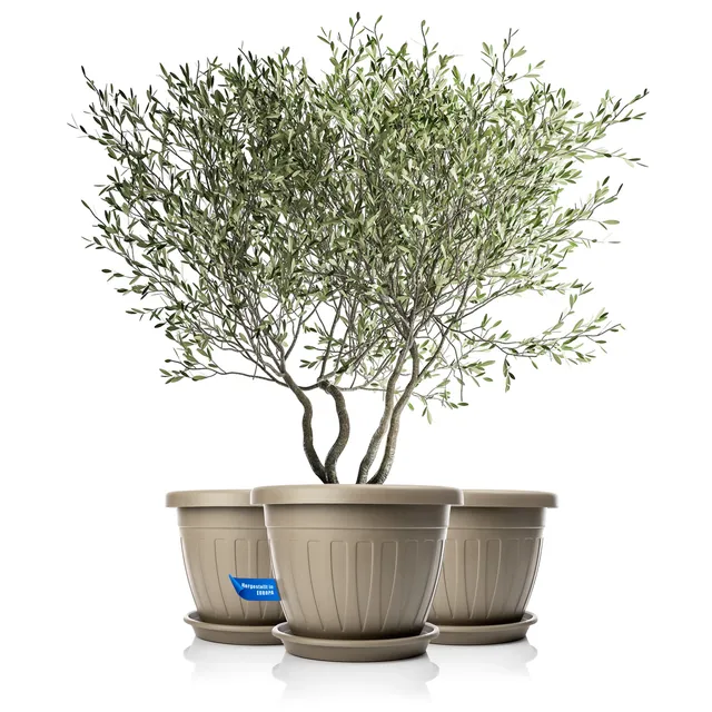 BigDean Garten Blumentopf rund 50x38 Mokka 3er Set Untersetzer