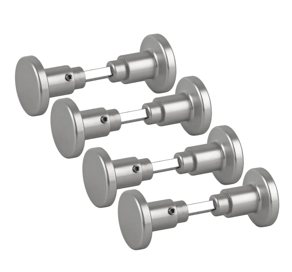 BigDean Haushalt Türknöpfe Aluminium Silber 4er Set drehbar