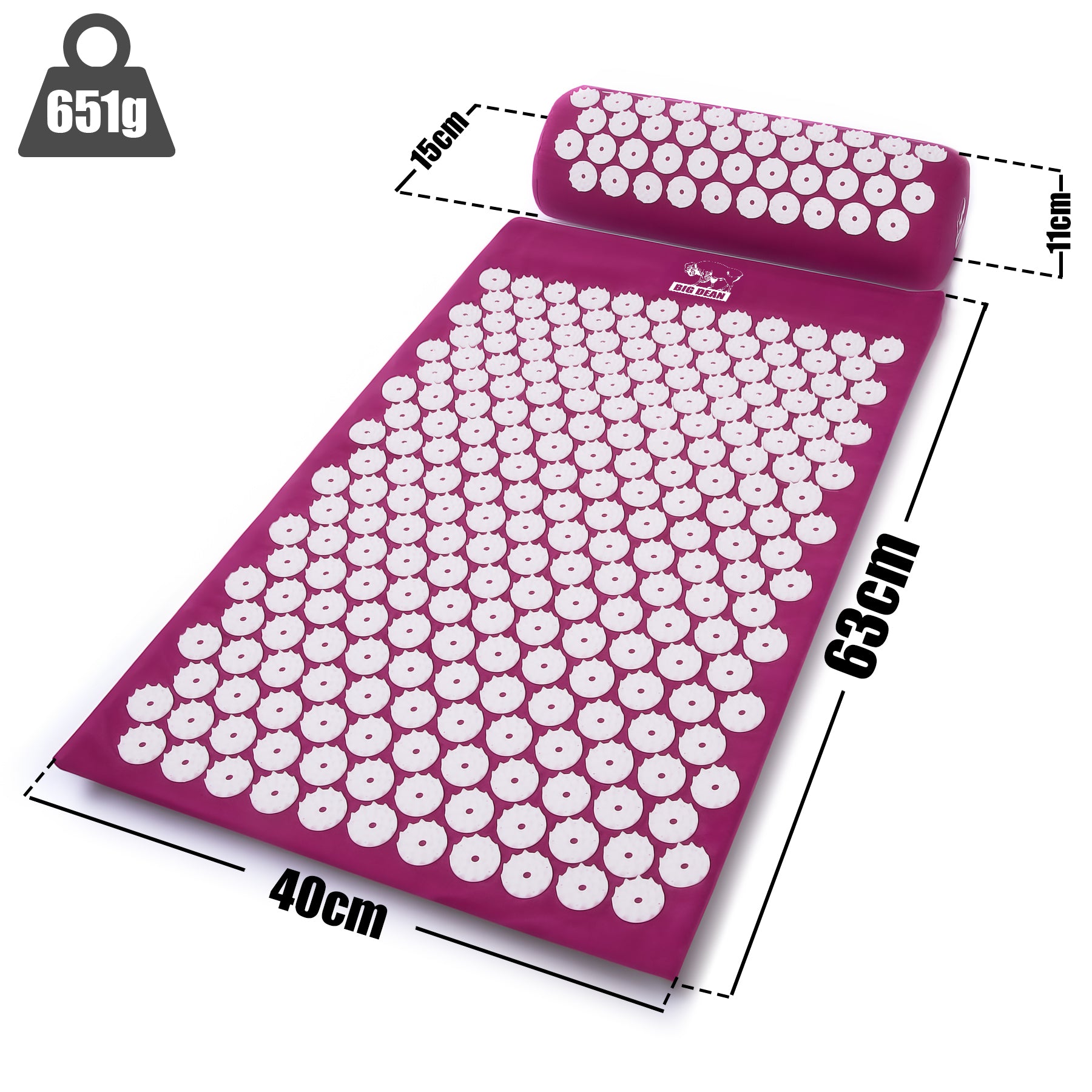 BigDean Haushalt & Alltag Akupressurmatte Lila mit Kissen Set