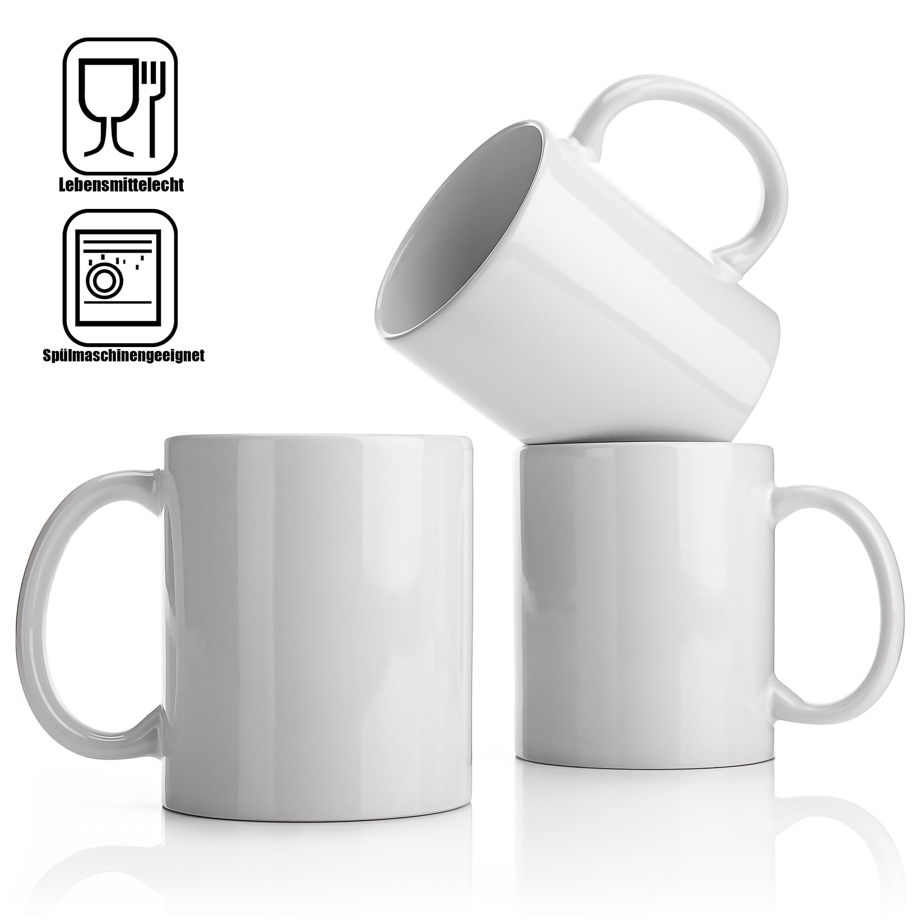 BigDean Kaffeebecher weiß 300ml Porzellan 6er Geschenkset