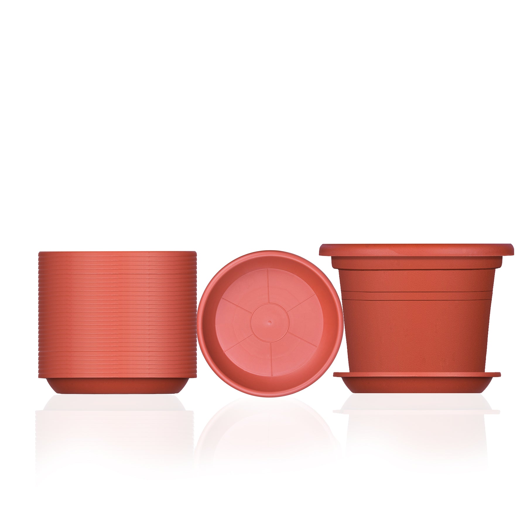 BigDean Blumentopf Ø40cm Terrakotta 3er Set mit Untersetzer
