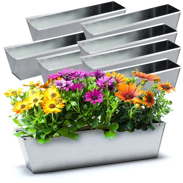 BigDean Garten Zink Paletten-Blumenkasten 38cm silber 8er verzinkt