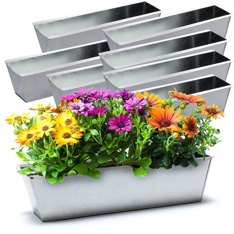 BigDean Garten Zink Paletten-Blumenkasten 38cm silber 8er verzinkt