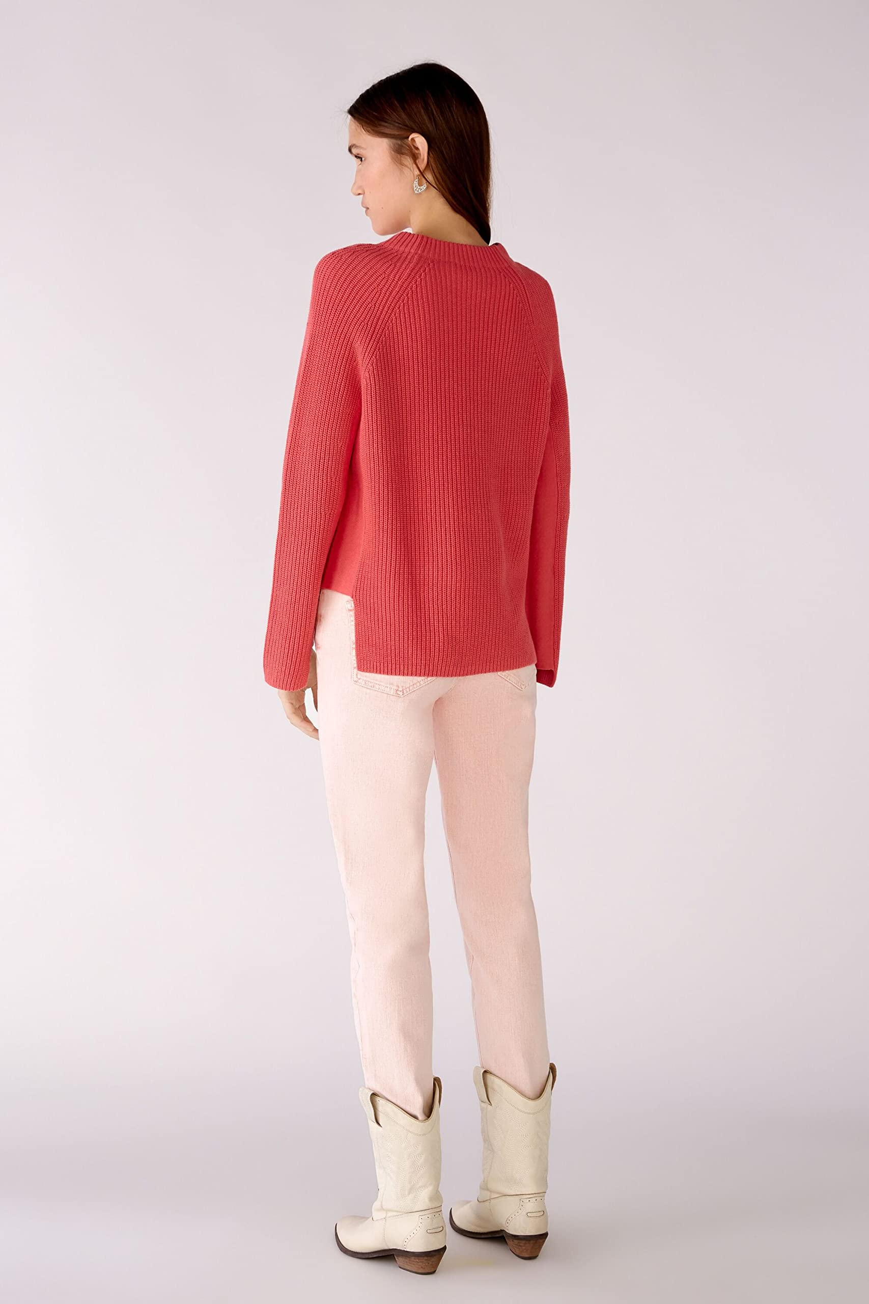 Oui Rubi Damen Pullover mit Reißverschluss Uni Baumwolle