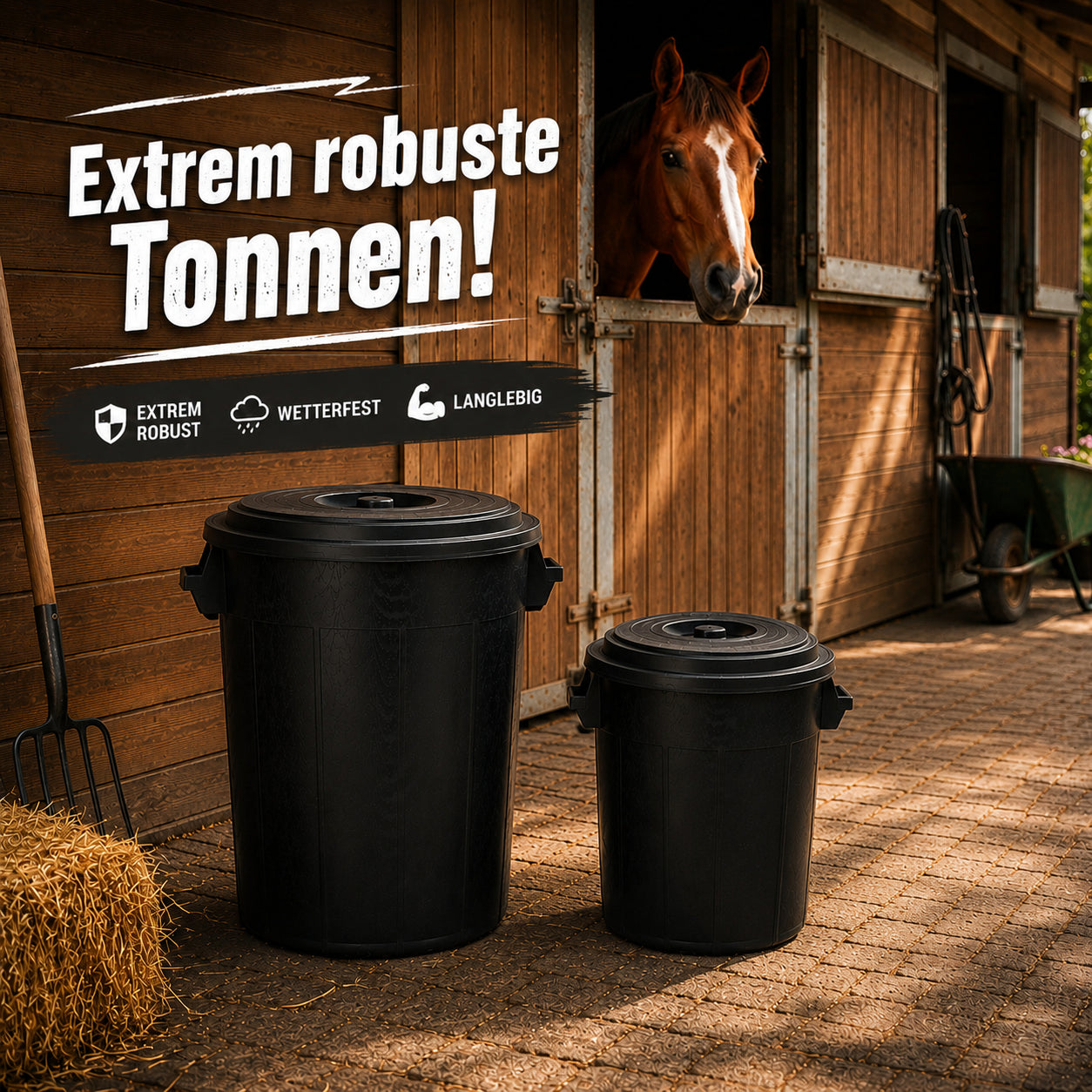 BigDean Universaltonne 100 Liter Tonne mit Deckel schwarz