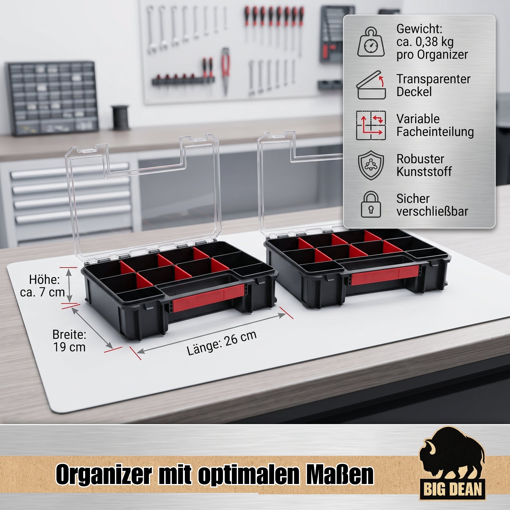 BigDean Qbrick System TWO Box 200 Werkzeugbox mit 6 Organizern