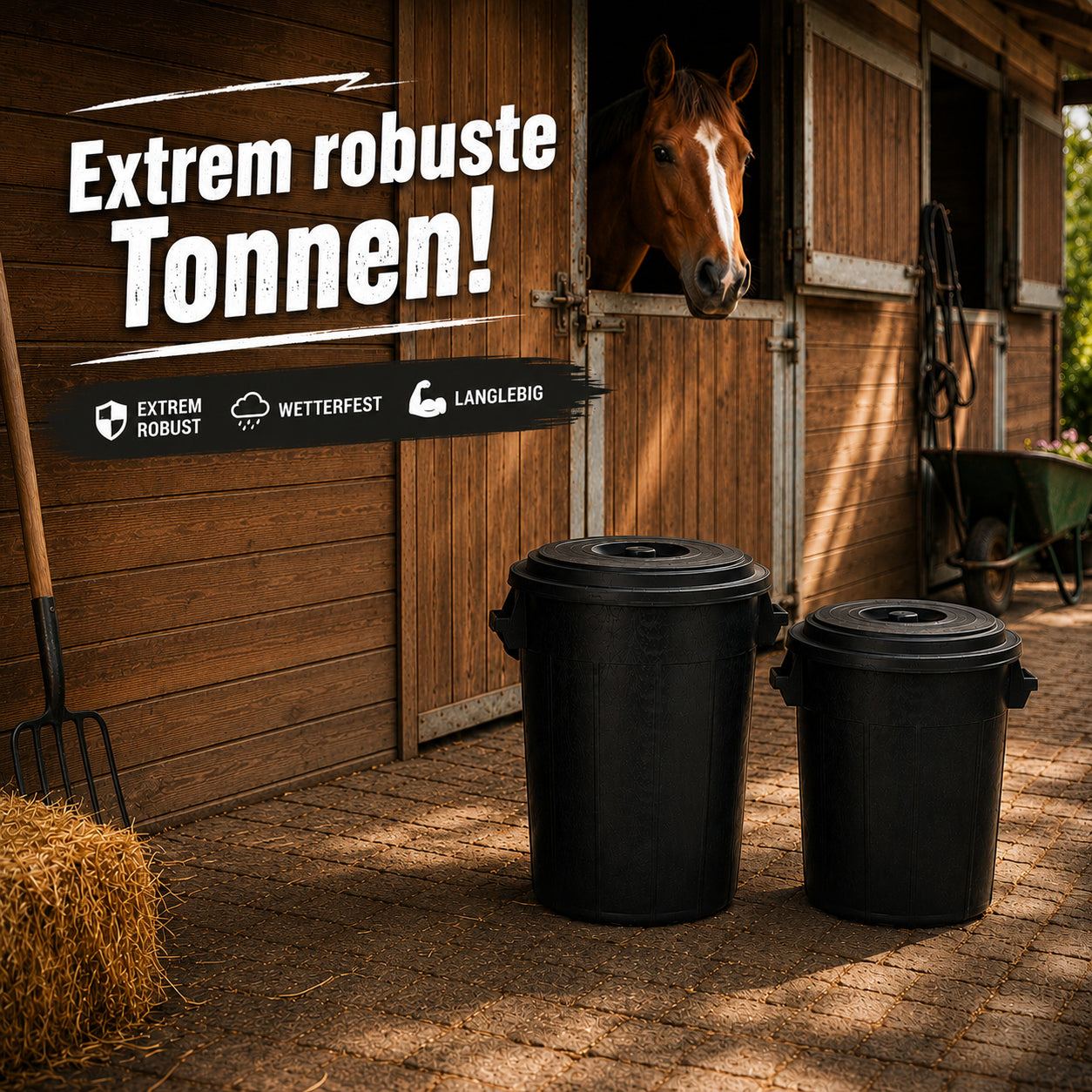 BigDean Universaltonne 70+50 Liter Set Tonne Schwarz mit Deckel