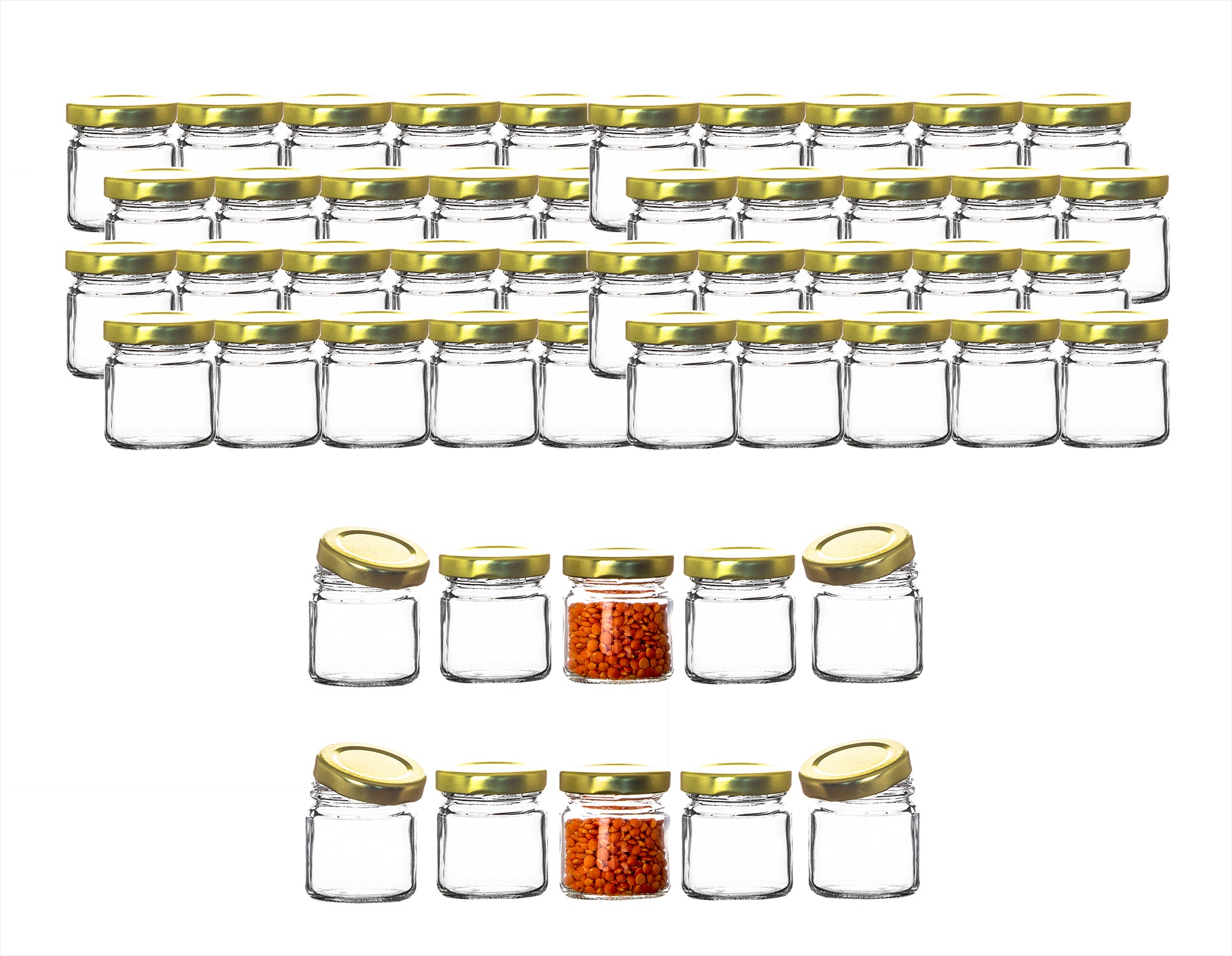 BigDean Küche Marmeladengläser 53ml mit Schraub-Deckel 50er Set