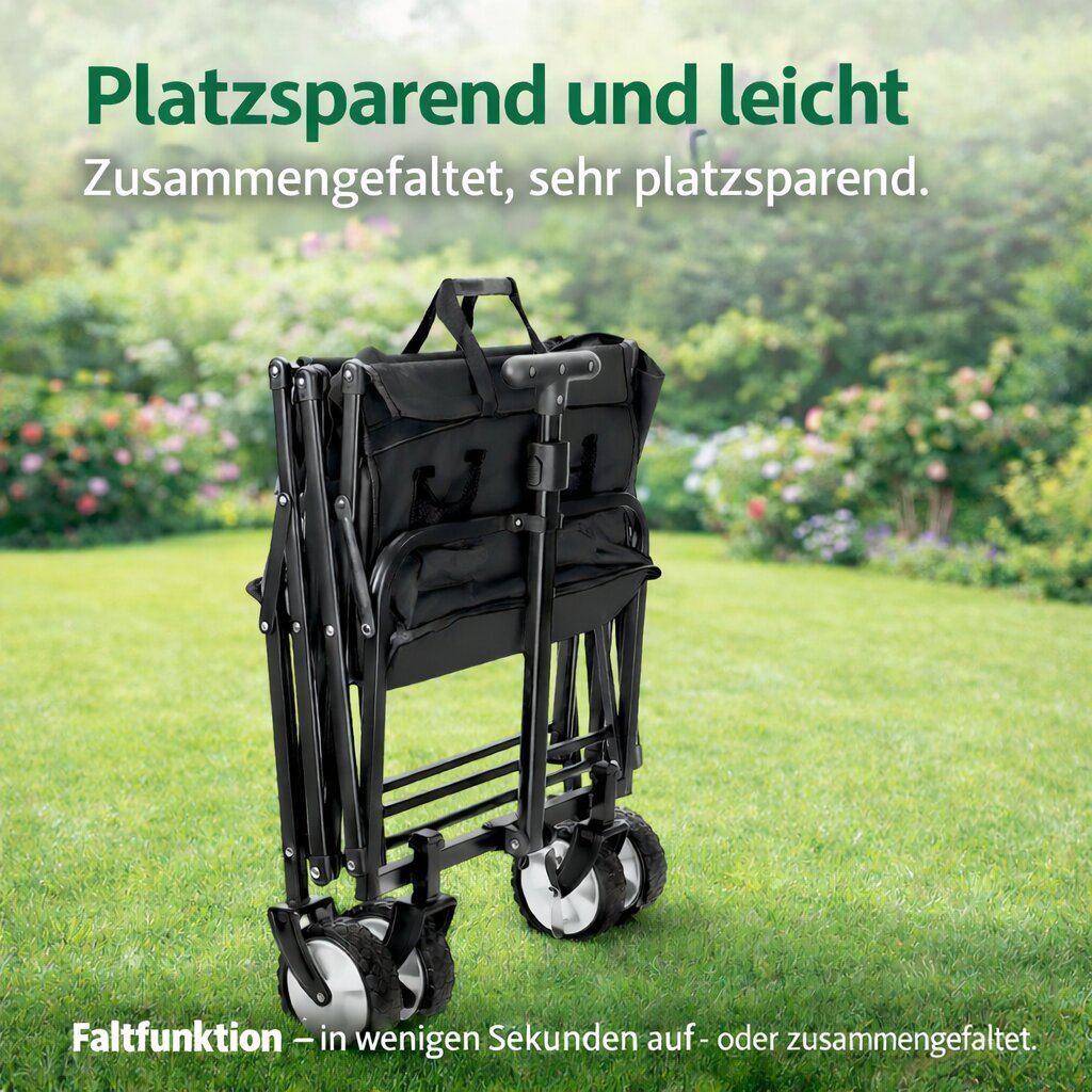 BigDean Garten & Außenbereich Bollerwagen faltbar 80kg schwarz