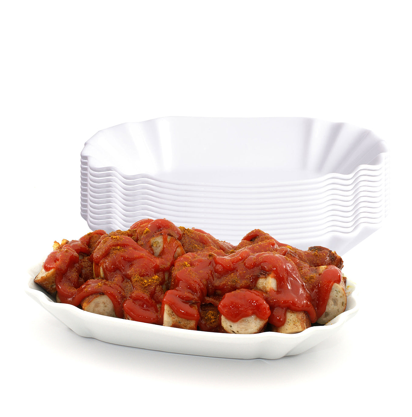 BigDean Küche Pommesschale Porzellan 19,5cm Weiß 8er