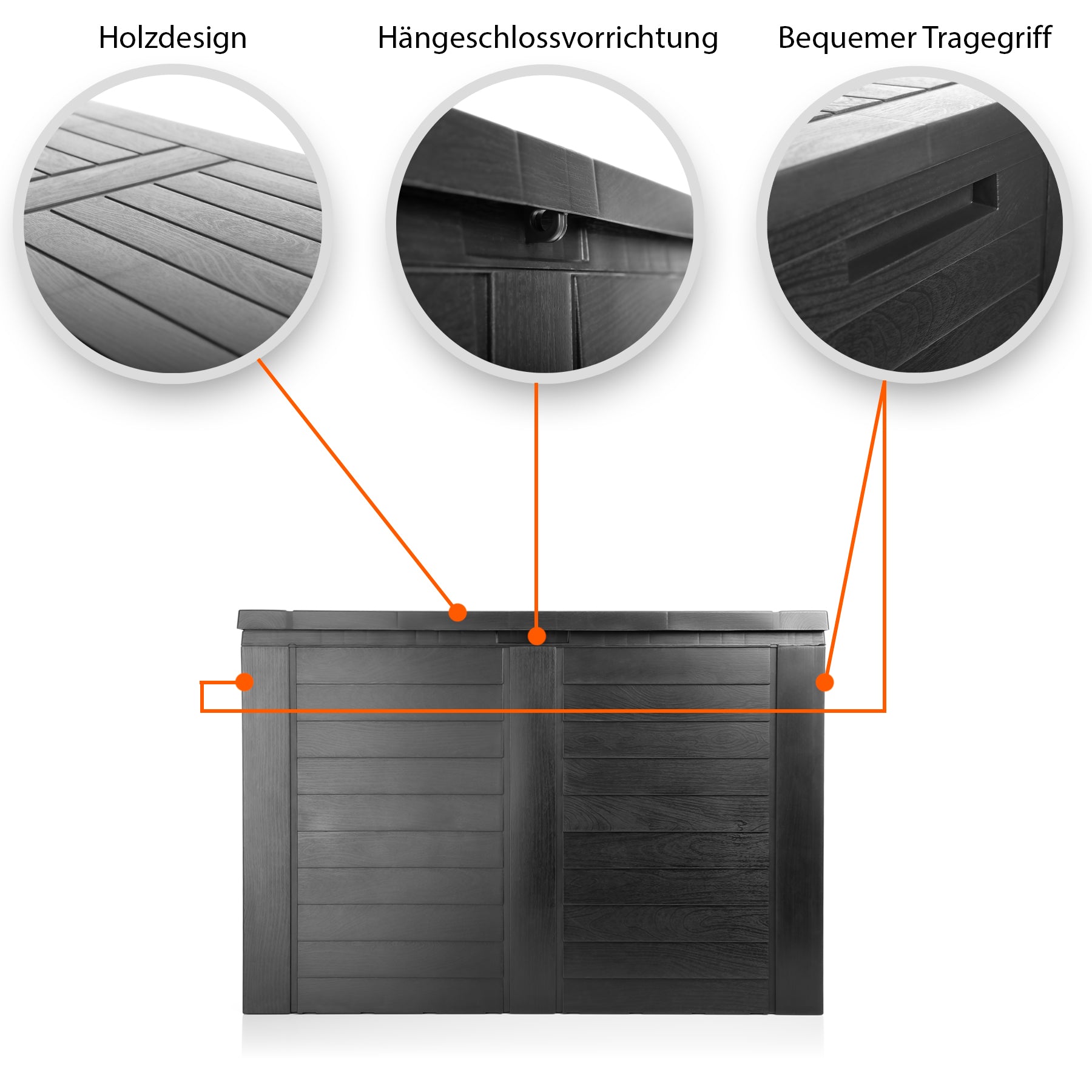 BigDean Aufbewahrungsbox Garten 170L Anthrazit wasserdicht