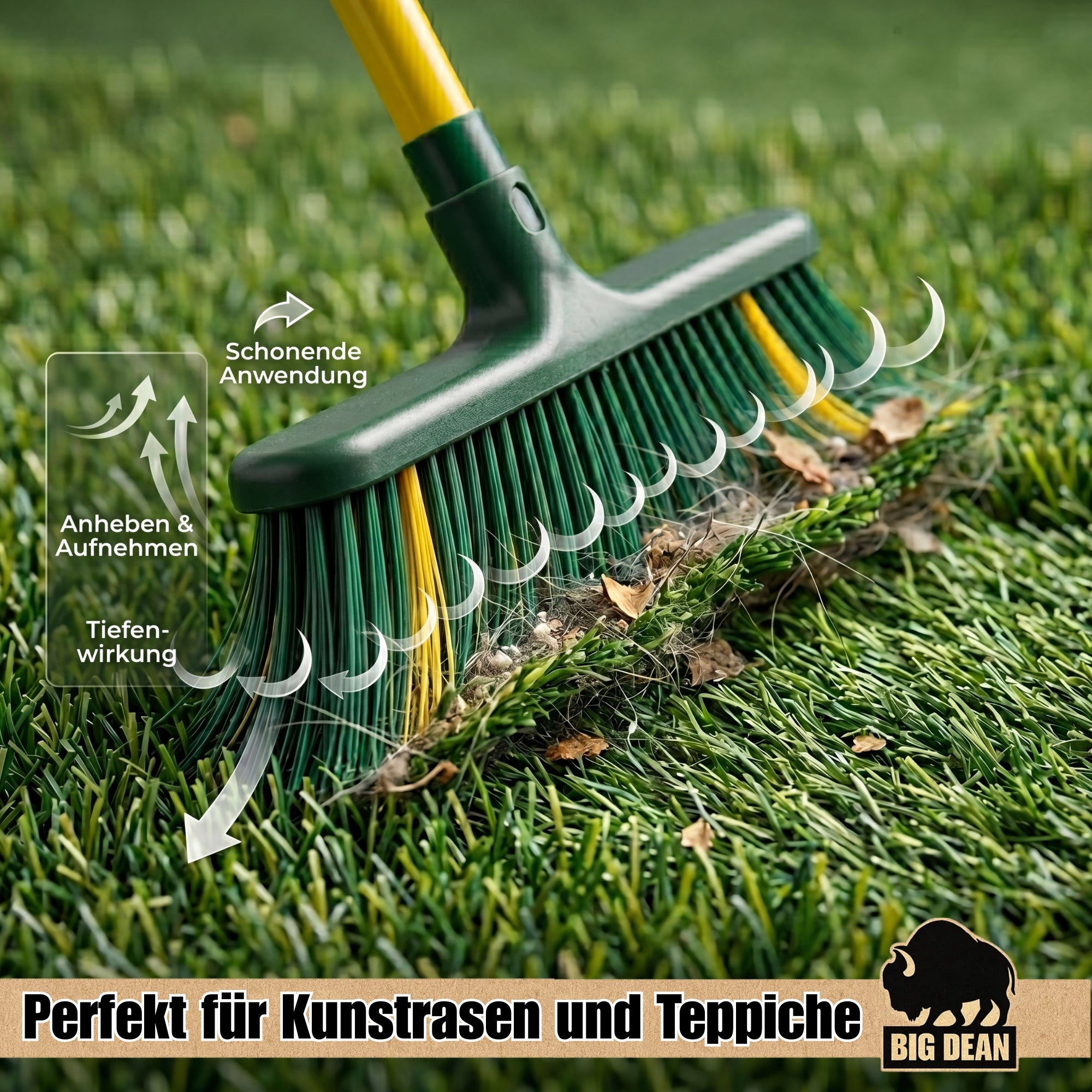 BigDean Krallenbesen XL Gartenbesen Teleskopstiel Borsten