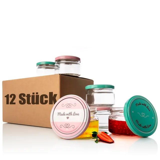 BigDean Küche & Vorrat Einmachgläser 250ml 12er Set Rosa