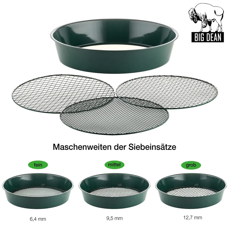 BigDean Gartensieb XL Metall Erdsieb rund 2er Set 37 cm fein-grob