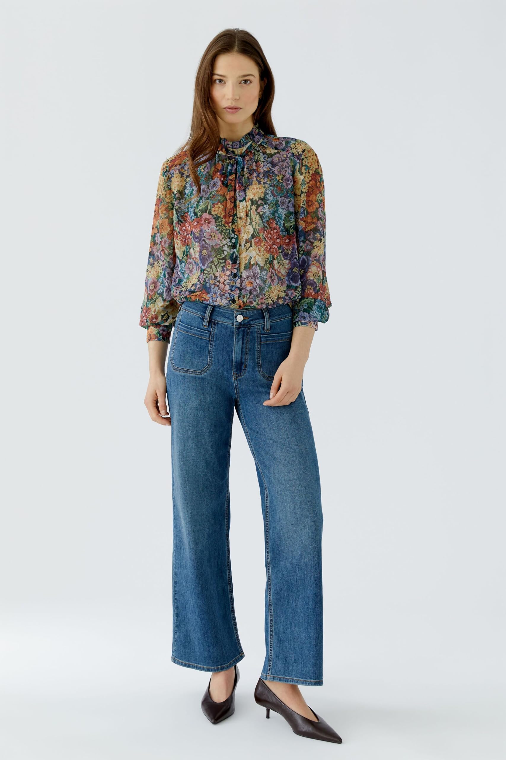OUI Bluse Floral Gobelinprint gerade Damen