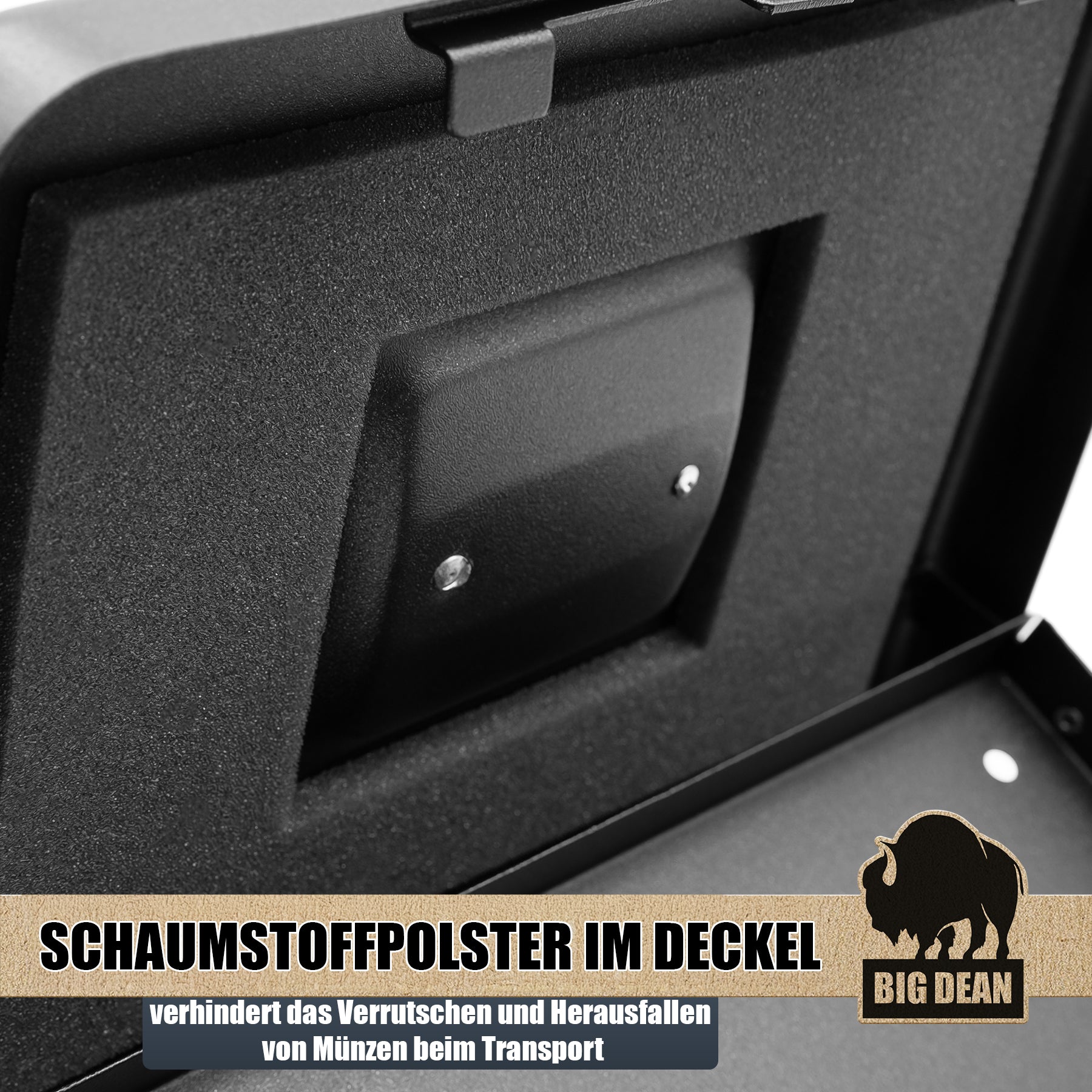 BigDean Geldkassette 30x24x9cm schwarz Münzzählbrett Stahl