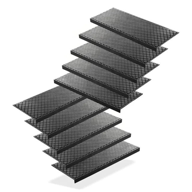 BigDean Haushalt & Alltag Stufenmatten Gummi 75x25cm Karo 10 Stück